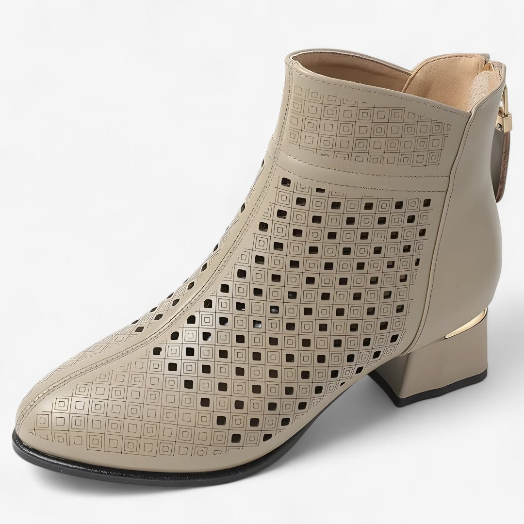 Stivaletti Donna Neri in Vera Pelle con Tacco Alto Eleganti, Punta Tonda - Khaki - donna estivi pelle punta schoenen shoes stivaletti stivaletti estivi tacco - Concept Palermo