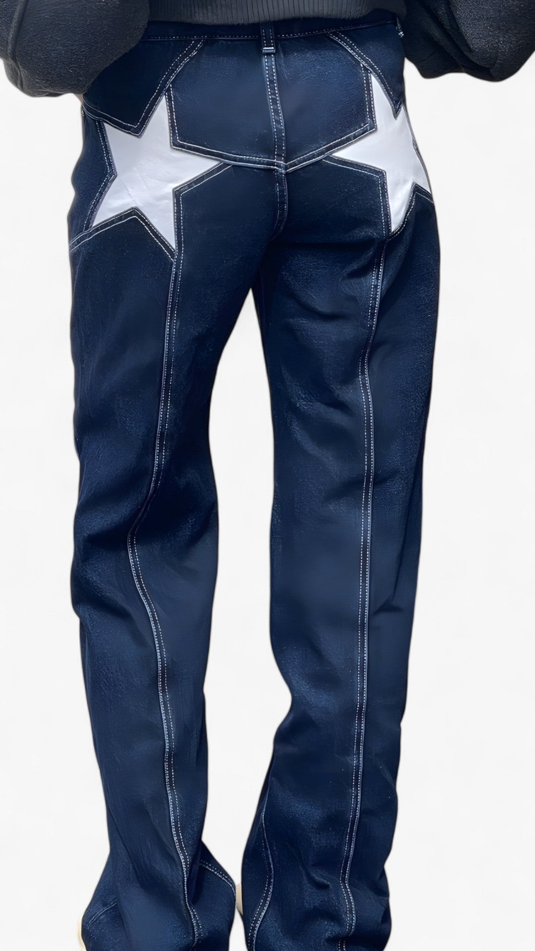 Jeans Donna Slim Fit Vita Bassa Blu con Stampa Stelle Casual - Blu scuro - bassa donna jeans jeans vita pants pants for women stampa stelle vita - Concept Palermo