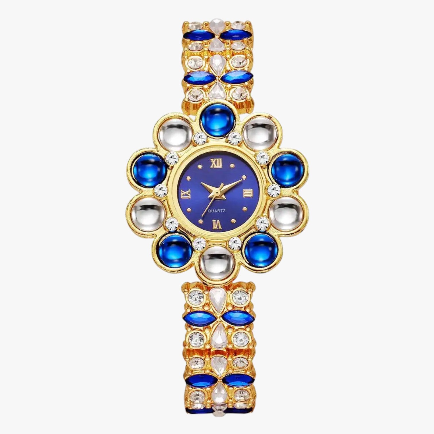 Orologio con quadrante a fiori in cristallo Donna - Blu - cristallo donna female watch fiori ladies watch orologio orologio quadrante quadrante watch watch for women watches - Concept Palermo
