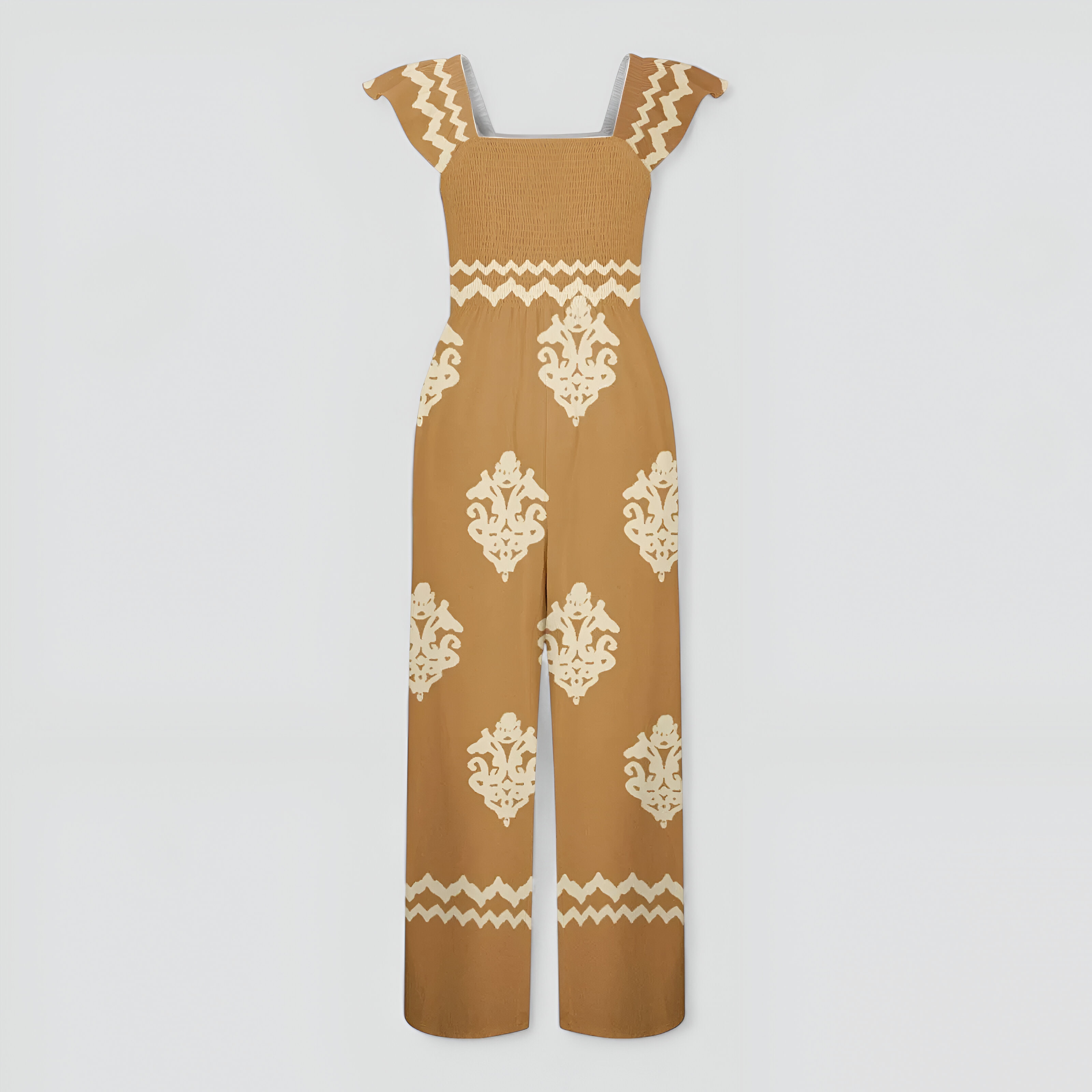 Tuta Donna Bohemien a Vita Alta Gamba Larga - Giallo Chiaro - abbigliamento casual alta bohemien donna gamba larga moda estiva one-pieces stile vintage tuta tuta a vita alta tuta bohemien tuta con maniche a cappuccio tuta donna tuta elegante tuta gamba larga tuta leggera - Concept Palermo