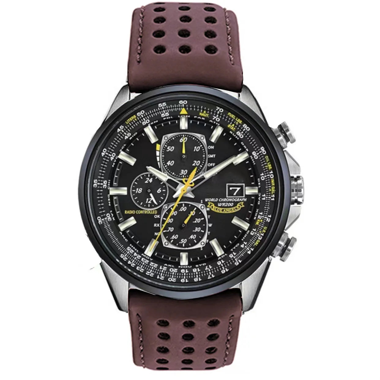 Orologio Cronografo da Uomo MultiSteel - 42mm Acciaio Inossidabile - Pelle Marrone Caffè/Nera