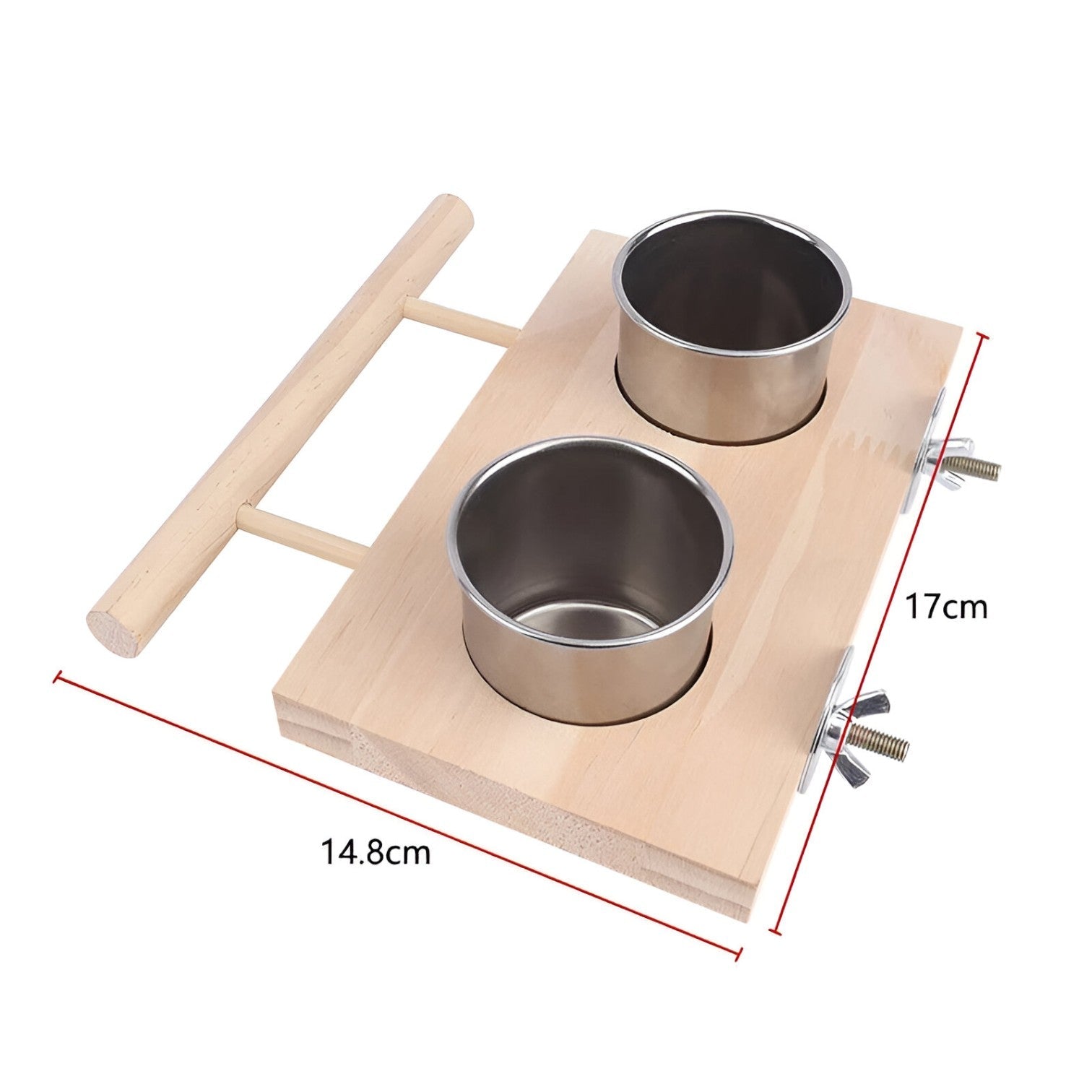 Ciotola in acciaio inox con asta per il posatoio – Robusta e igienica per ogni gabbia per uccelli Legno - 14,8x17cm - acciaio asta bird bird feeder birdproduct ciotola ciotola acciaio gabbia igienica inox legno - Concept Palermo