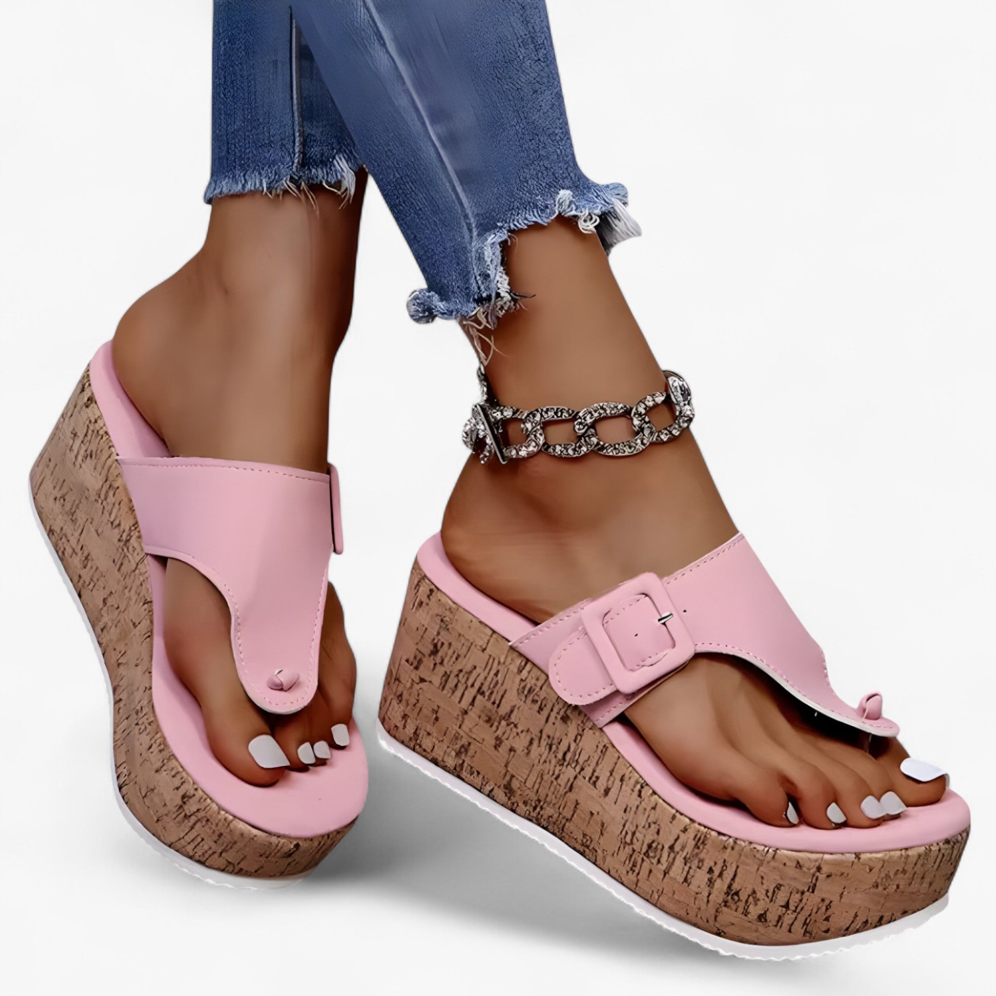 Sandalias plataforma cómodas de mujer en piel negra con suela alta