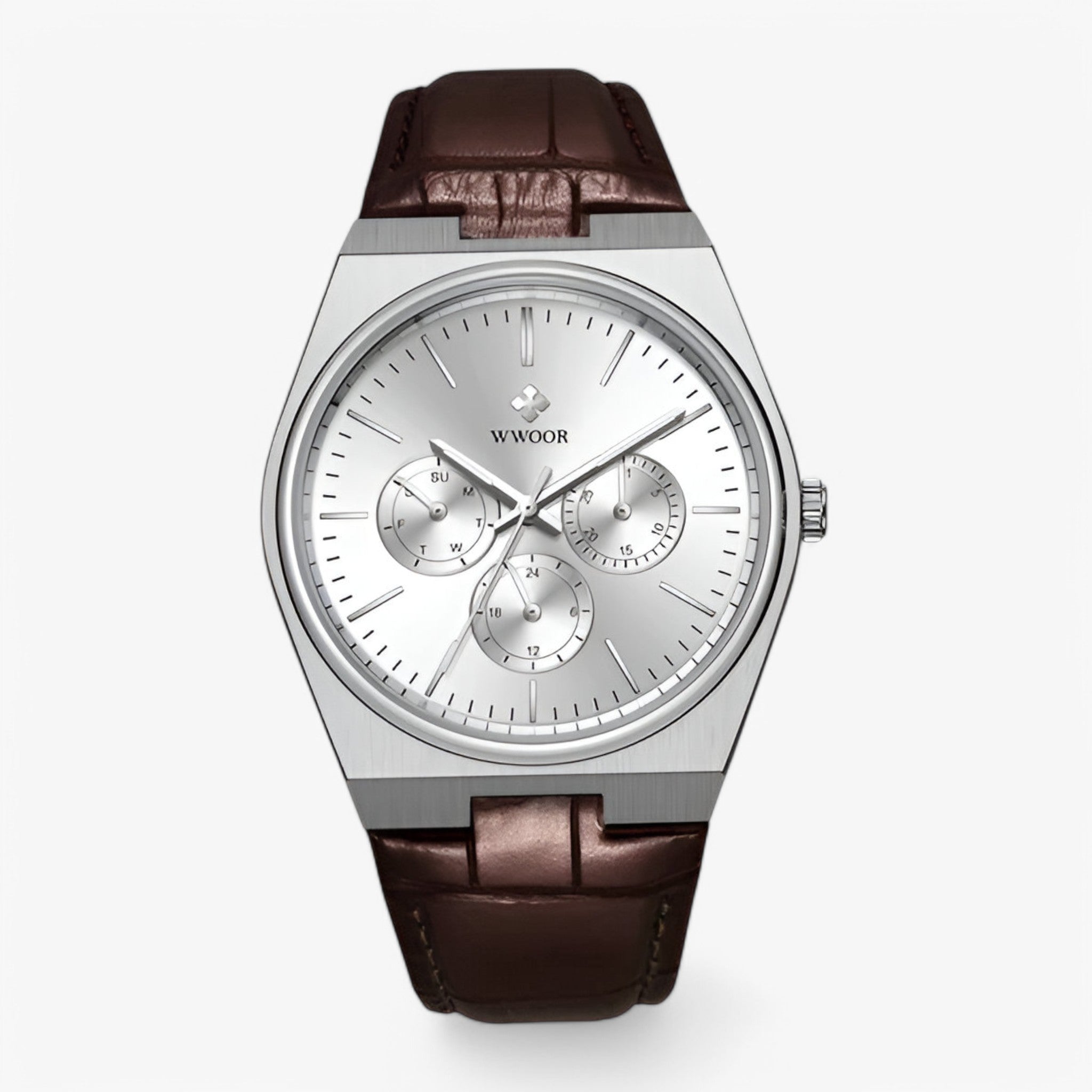Orologio al Quarzo in Acciaio con Vetro Zaffiro Uomo - marrone bianco - accessoires acciaio horloges orologio orologio quarzo quarzo uomo vetro watches zaffiro - Concept Palermo