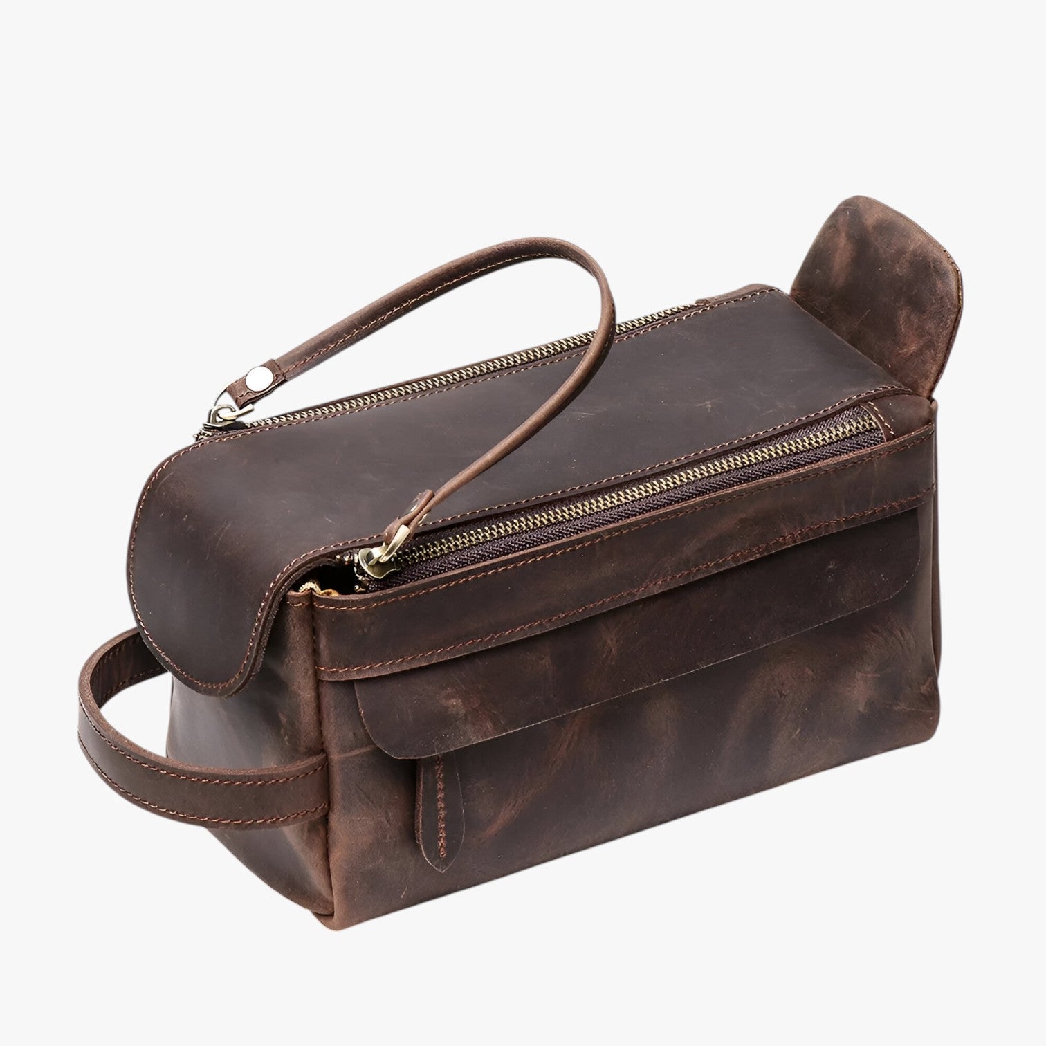 Ampia e Duratura Pochette da Toilette in Pelle per Uomini - Caffè - ampia ampia duratura Bags duratura handbags pelle pochette toilette uomini - Concept Palermo