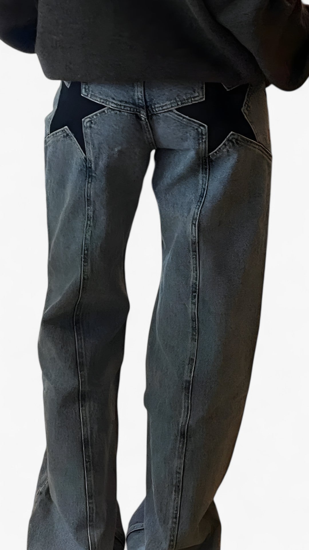 Jeans Donna Slim Fit Vita Bassa Blu con Stampa Stelle Casual - Grigio chiaro - bassa donna jeans jeans vita pants pants for women stampa stelle vita - Concept Palermo