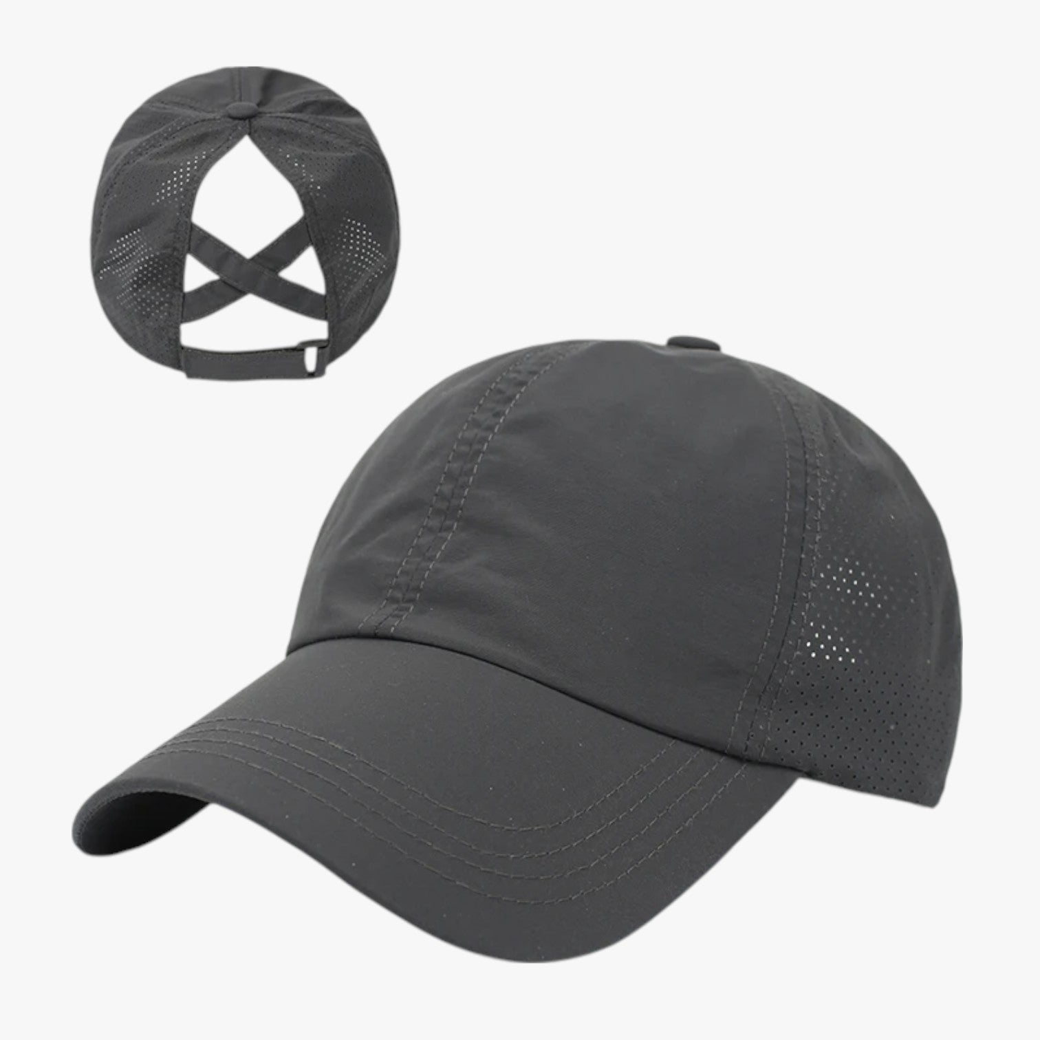 Cappello sportivo estivo con coda di cavallo e rete traspirante Uomo - Grigio scuro - cappello cappello sportivo cavallo coda estivo hat Hat for girls hats rete sportivo traspirante women hat womens hat - Concept Palermo