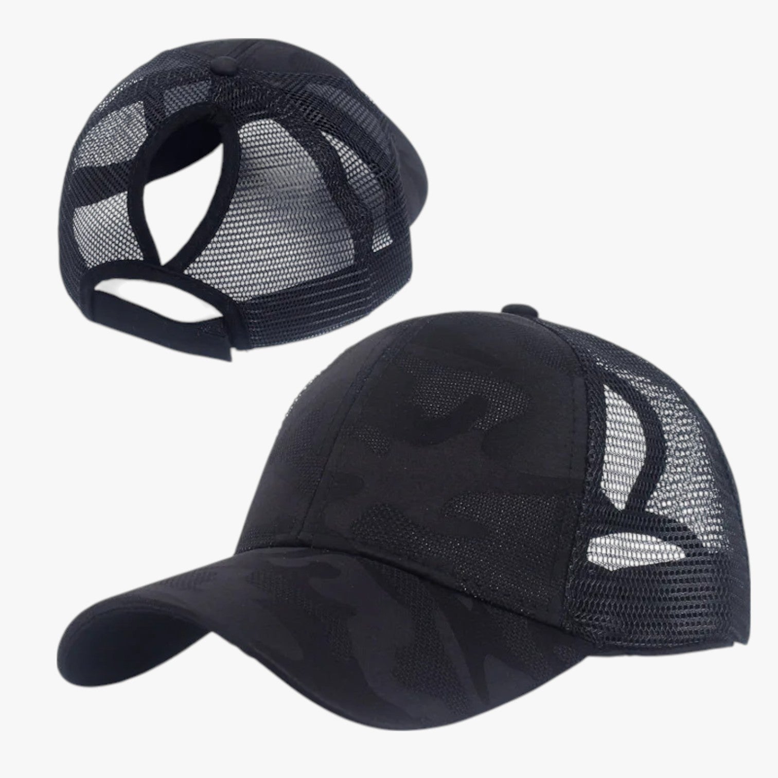 Cappello Estivo Camo con Rete e Chignon - Black - camo cappello cappello estivo chignon estivo hat Hat for girls hats rete women hat women's hat - Concept Palermo
