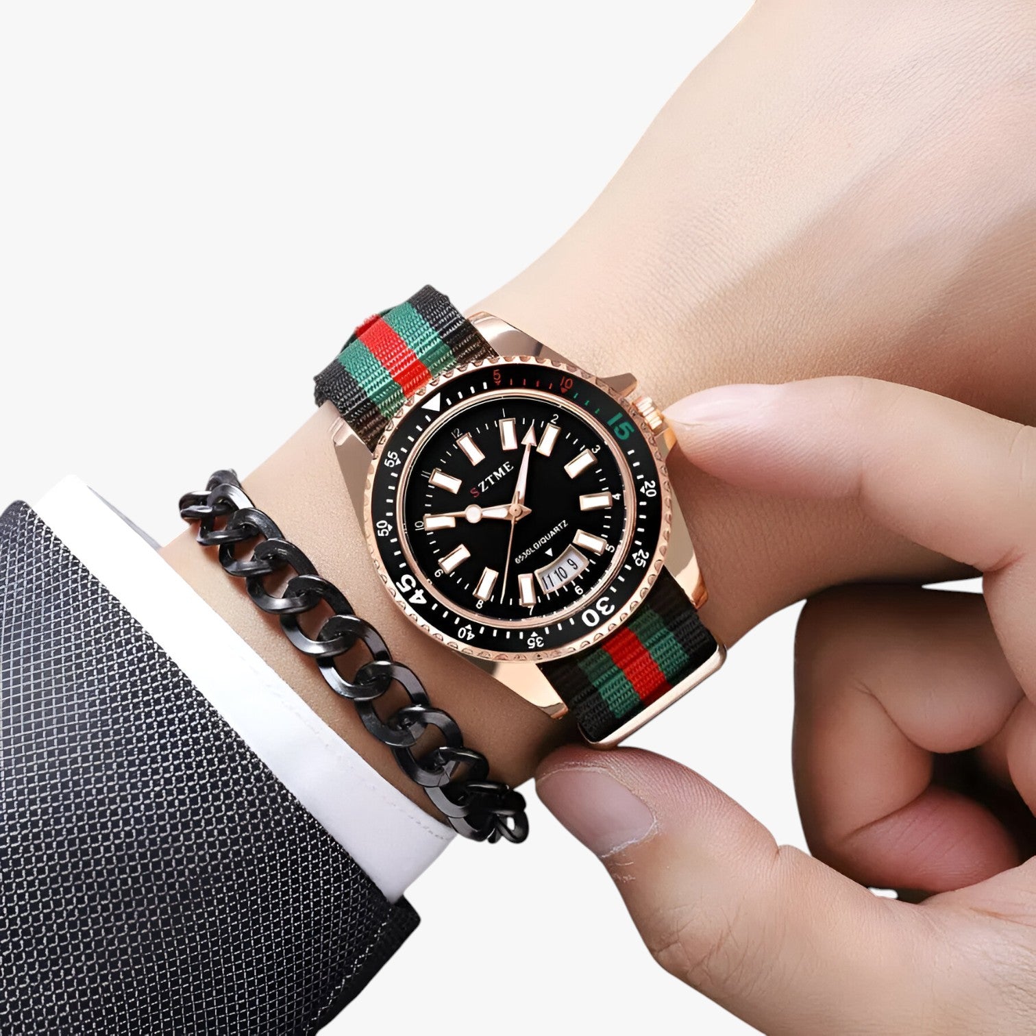 Orologio con cinturino in nylon e luce notturna Uomo - - cinturino luce notturna nylon orologio orologio cinturino uomo watch watch for men watches WATCHES FOR MEN - Concept Palermo