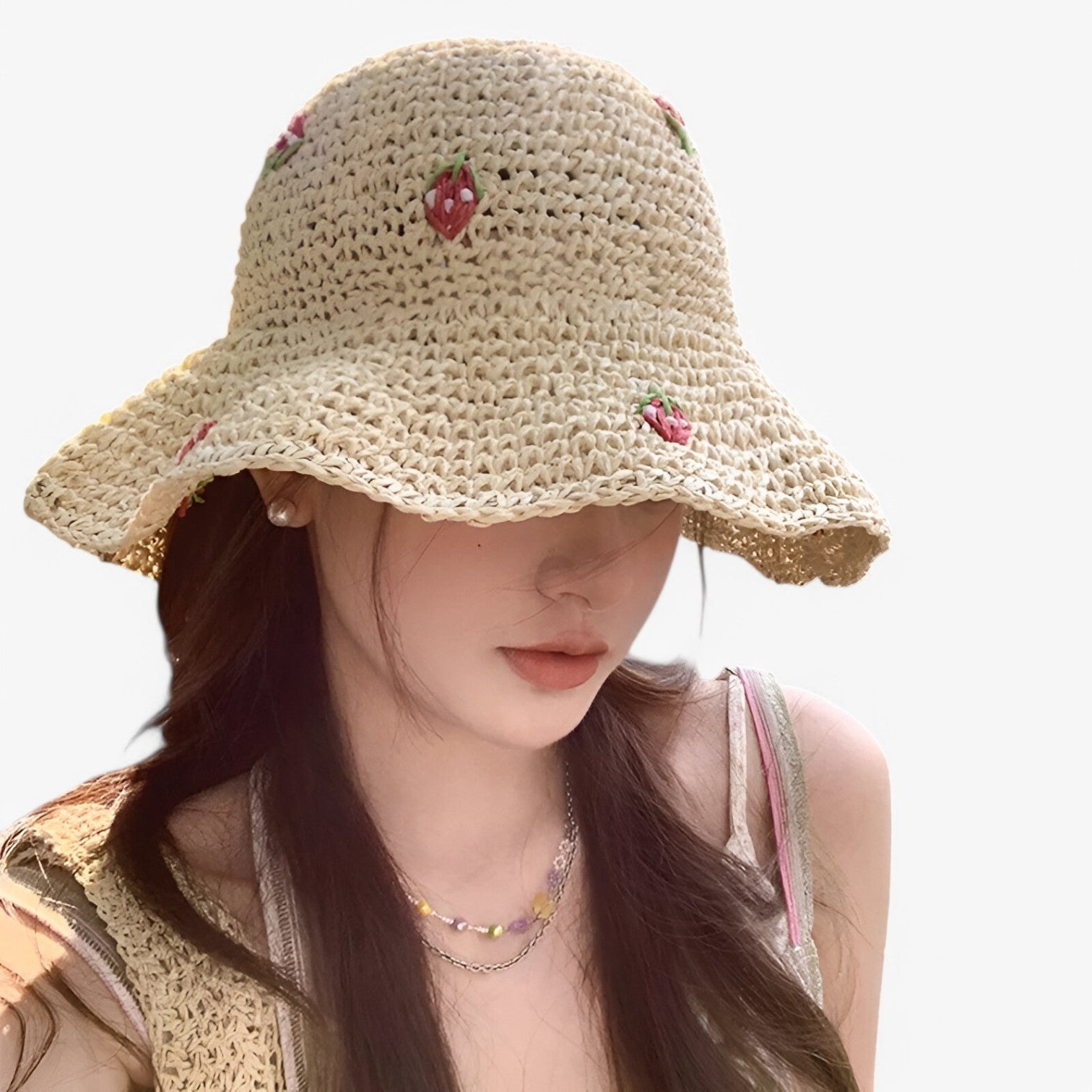 Cappello da sole fragola – Pieghevole, fatto a mano e di moda protettivo - - bucket hats cappello cappello sole fatto fragola Hat for girls mano moda pieghevole protettivo summer hat Sun Hats women hat - Concept Palermo