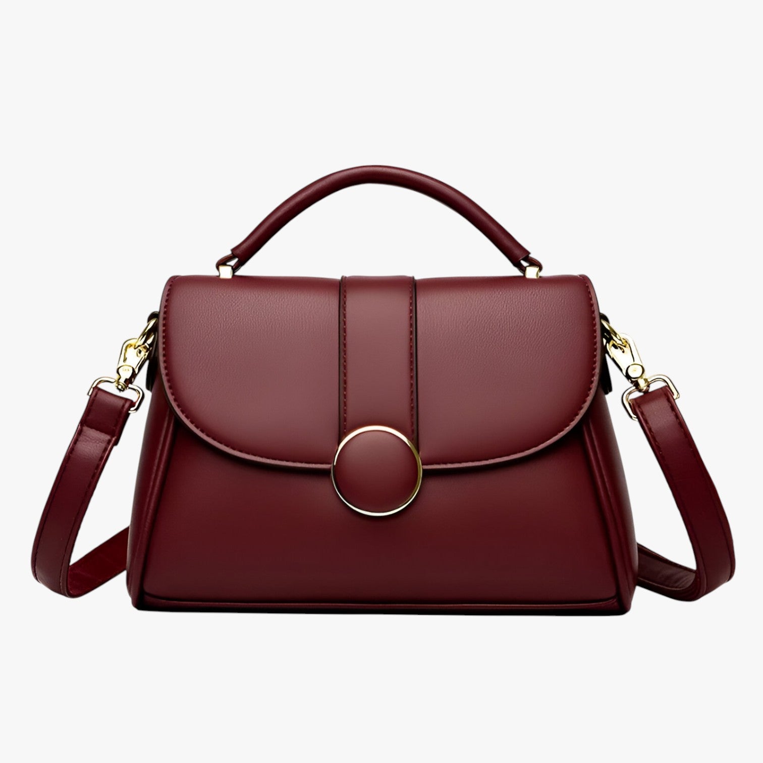 Borsa a Tracolla Donna Nera in Vera Pelle Elegante con Patta e Chiusura Magnetica - Rosso Bordeaux - Bags borsa borsa tracolla donna firmata handbags tracolla women bags Women's handbags - Concept Palermo
