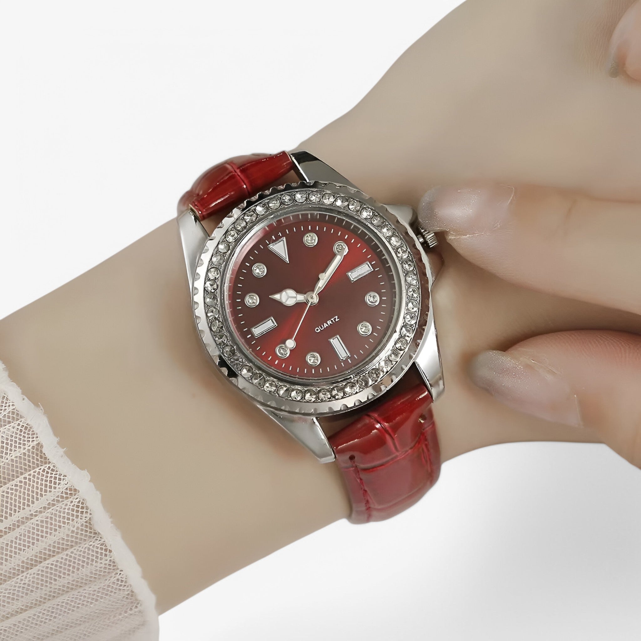 Orologio da donna in pelle verde con quadrante decorato e movimento al quarzo - - decorato donna female watch movimento orologio orologio donna pelle quadrante quarzo watch for women - Concept Palermo