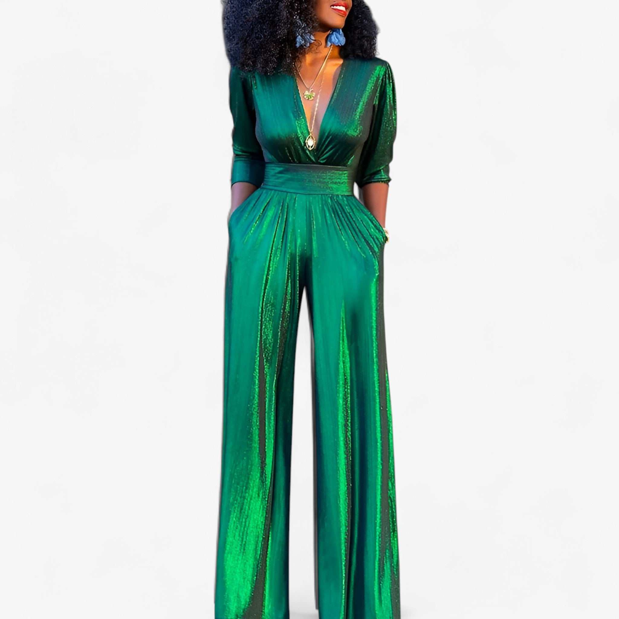 Tuta Uomo Zara Verde Smeraldo Metallizzato Larga Elegante per Cerimonie e Feste - - DRESS dresses formal dress gambe larghe metallizzato smeraldo tuta uomo zara - Concept Palermo