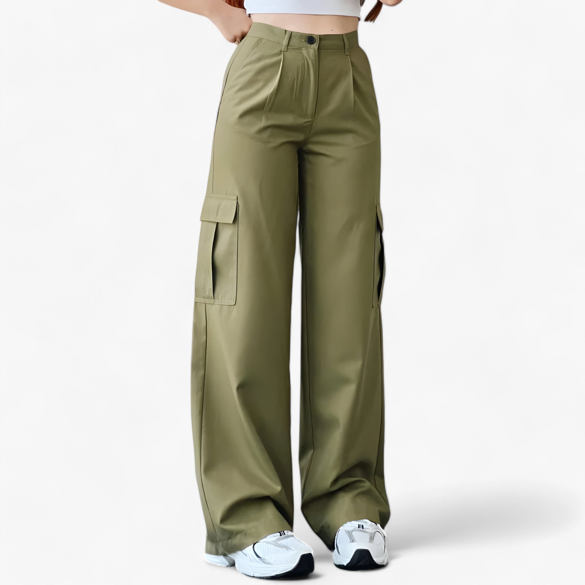 Pantaloni cargo - Streetwear e vestibilità comoda - Verde chiaro - cargo comoda pantaloni pantaloni cargo pants streetwear vestibilità women pants - Concept Palermo