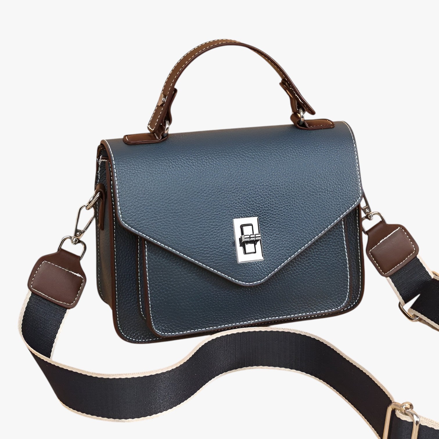 Borsa a Spalla Grande Nera da Donna in Vera Pelle, Elegante e Capiente - blu - bag Bags borsa borsa vera handbags pelle vera women bags Women's handbags - Concept Palermo