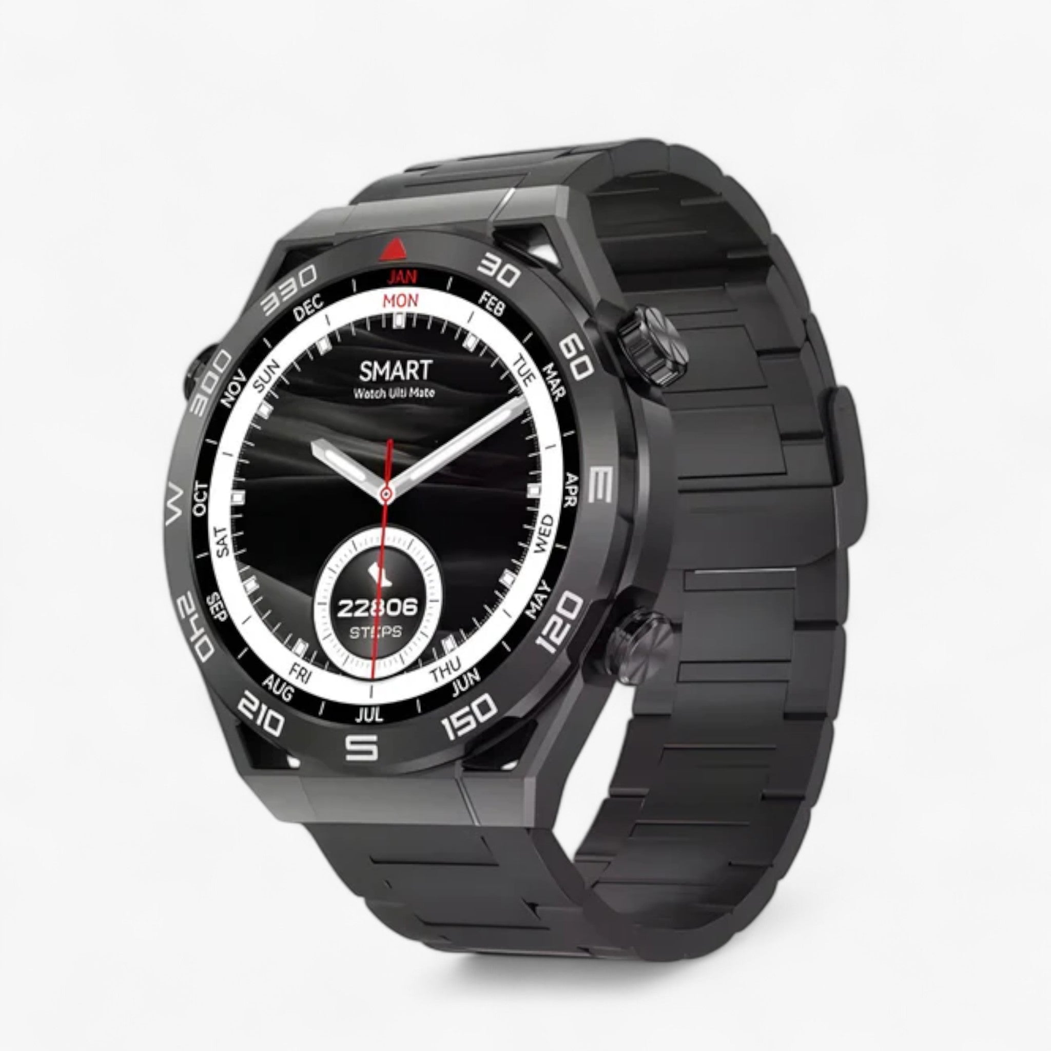 Smartwatch Uomo Nero con GPS, NFC, Chiamate BT, ECG, Monitor Salute e Sport - Compatibile Android iOS - Metallo nero - bluetooth chiamate Smart Watches uomini uomini chiamate watches wistwatches - Concept Palermo