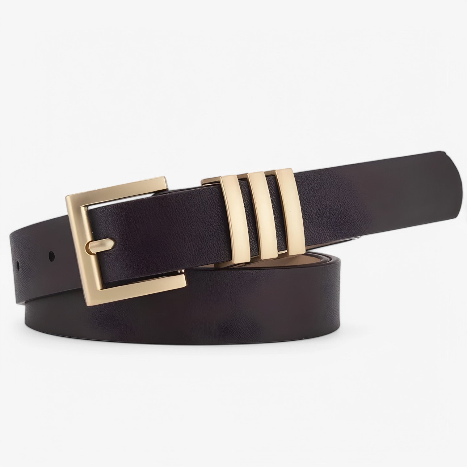 Cintura Donna Elegante Nera con Fibbia Dorata Sottile in Ecopelle - nero 105CM - belt buckle women belts cintura cintura donna donna dorata fibbia stilosa Womens belt - Concept Palermo