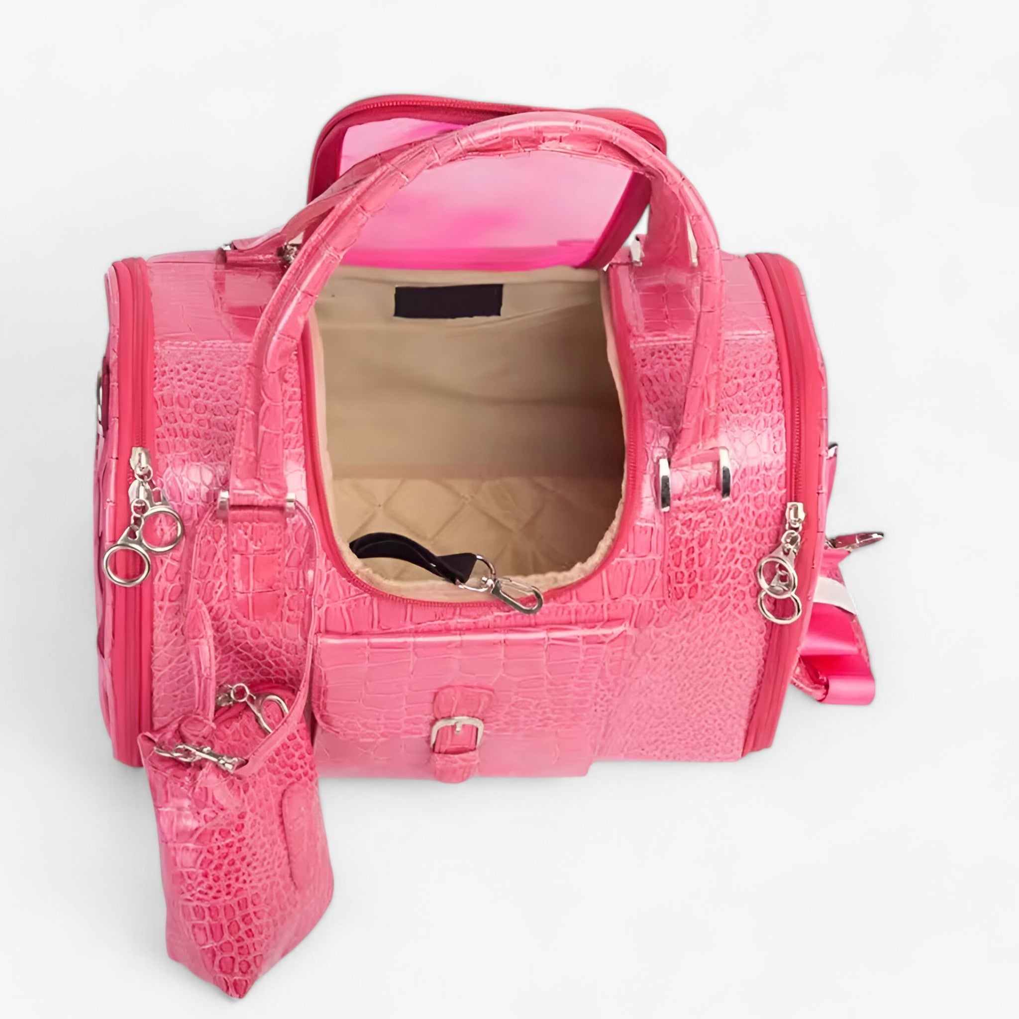 Borsa Trasportino Cane in Pelle PU e Lino, Elegante e Resistente, per Piccoli Cani - - borsa borsa cani cani lino pelle pets & supplies - Concept Palermo