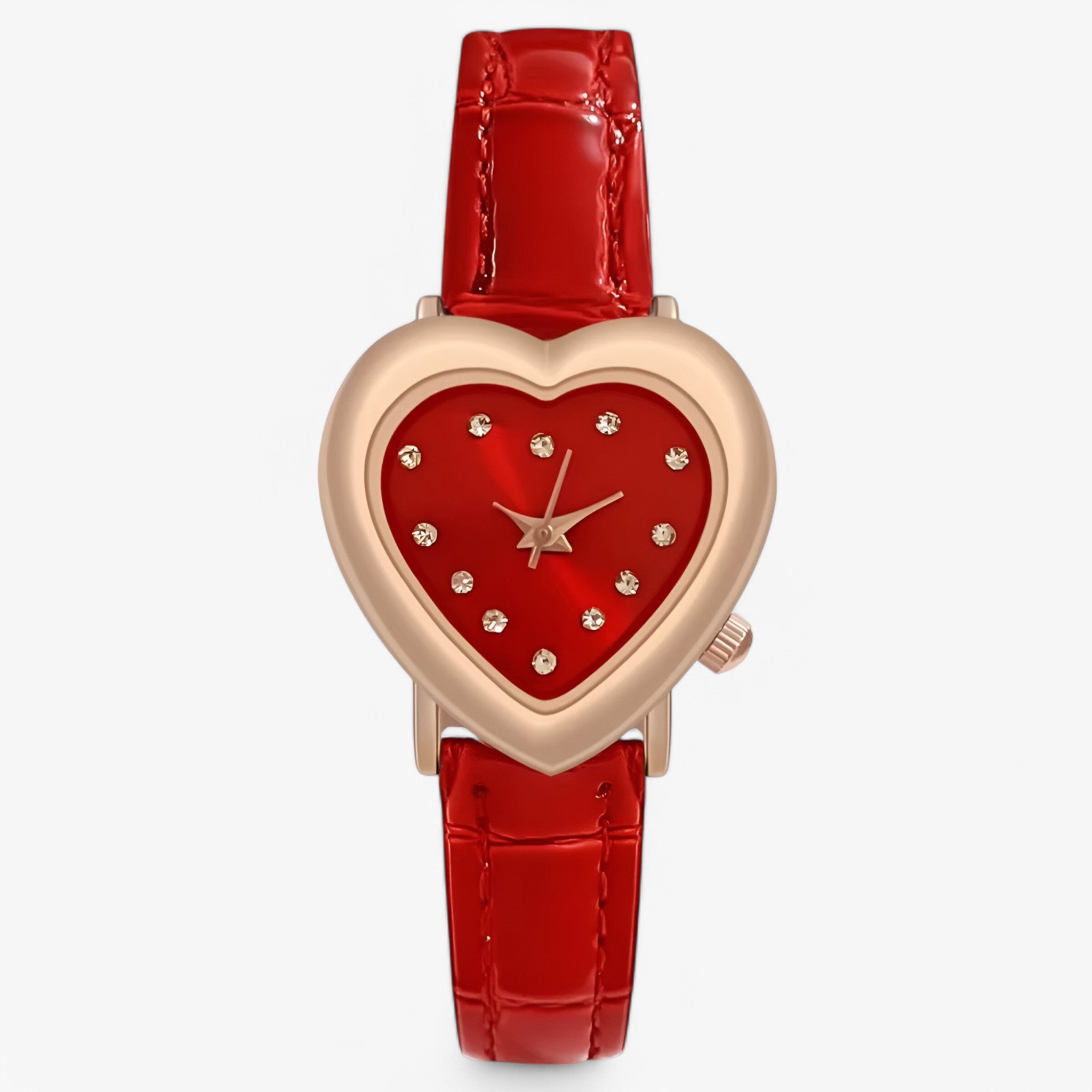 Orologio da donna con quadrante a cuore e cinturino in pelle - Rossa - cinturino cuore donna female watch orologio orologio donna pelle quadrante watch for women watches - Concept Palermo