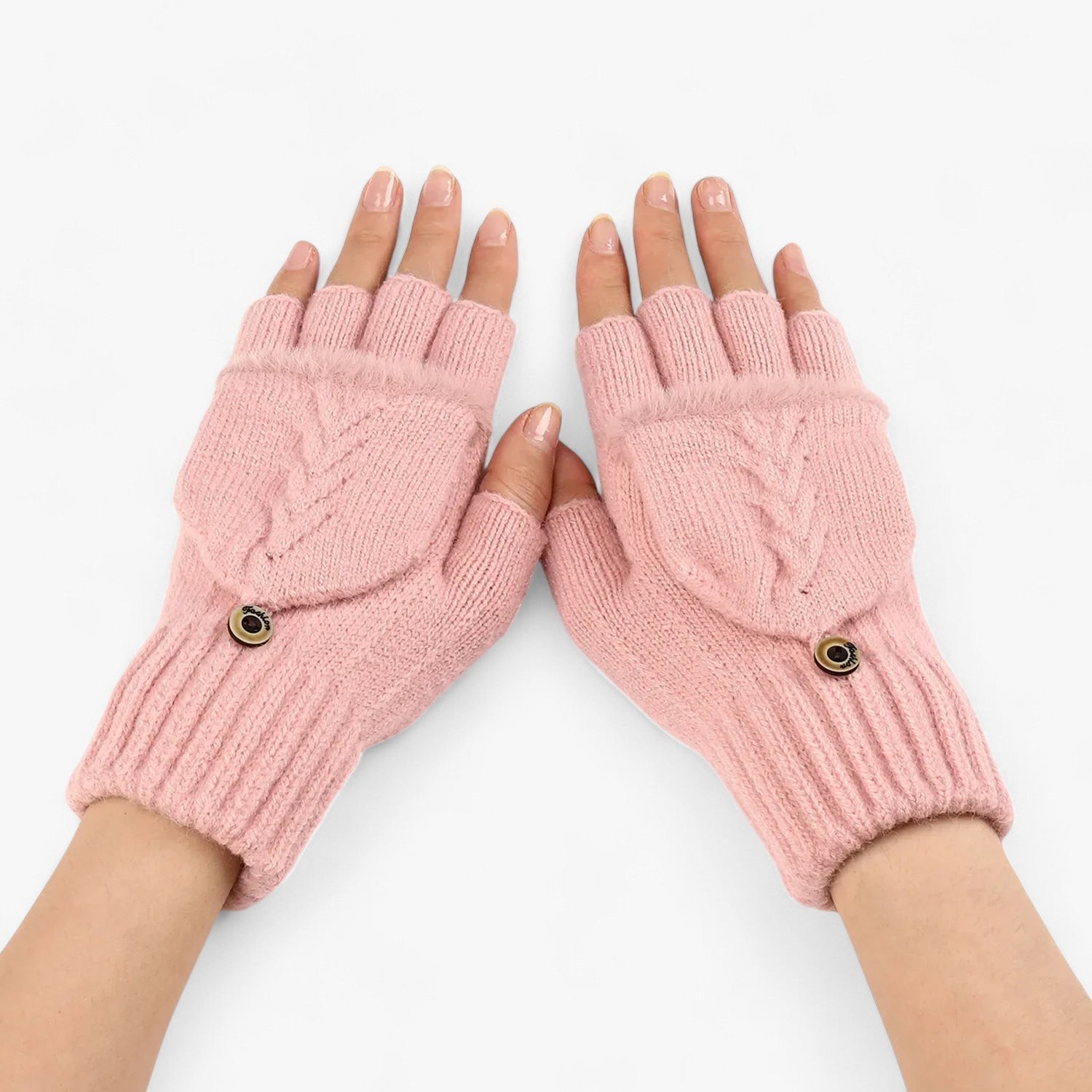 Guanti da donna in maglia spessa e pieghettata, per il freddo - Rosa Taglia unica - donna freddo gloves & mittens guanti guanti donna maglia pieghettata spessa - Concept Palermo