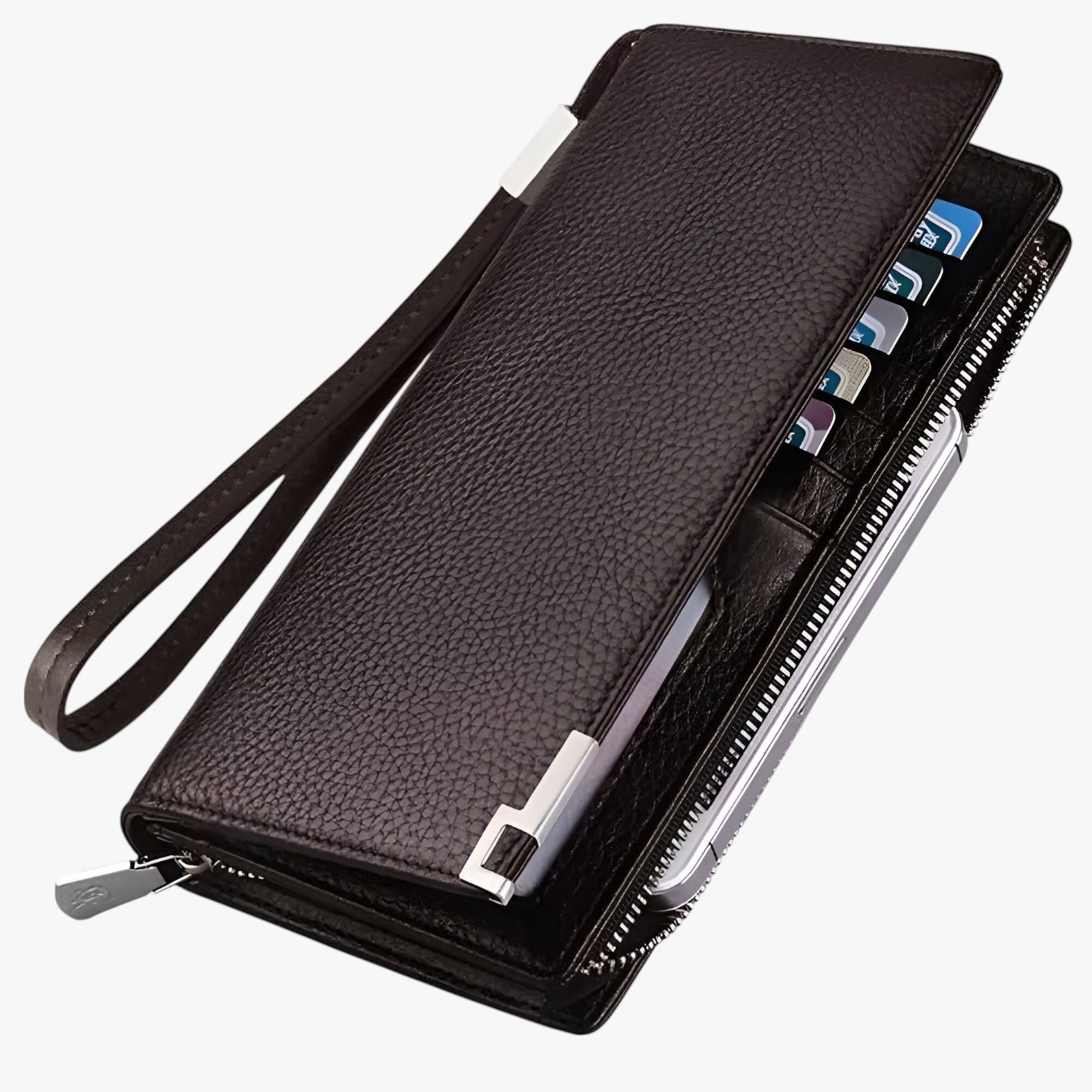 Portafoglio lungo con scomparti per carte e tasca porta monete Uomo - Caffè - carte mens wallet monete porta portafoglio portafoglio scomparti scomparti tasca uomo wallet wallets - Concept Palermo