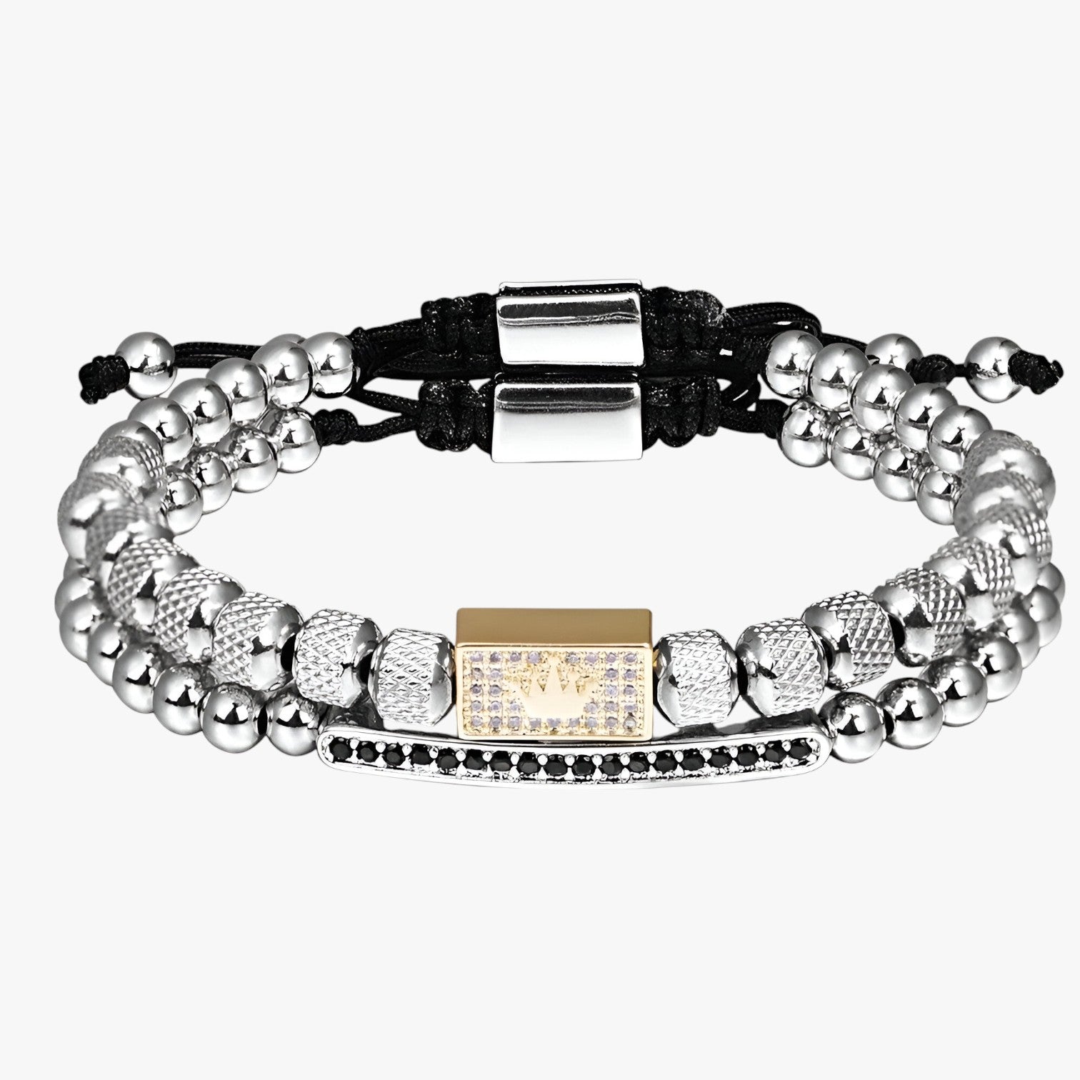 Crown Power - Set di 2 braccialetti per stile e autostima - Corona Oro Argento - autostima braccialetti BRACELET crown crown power jewelry mens accessory mens bracelet power stile - Concept Palermo