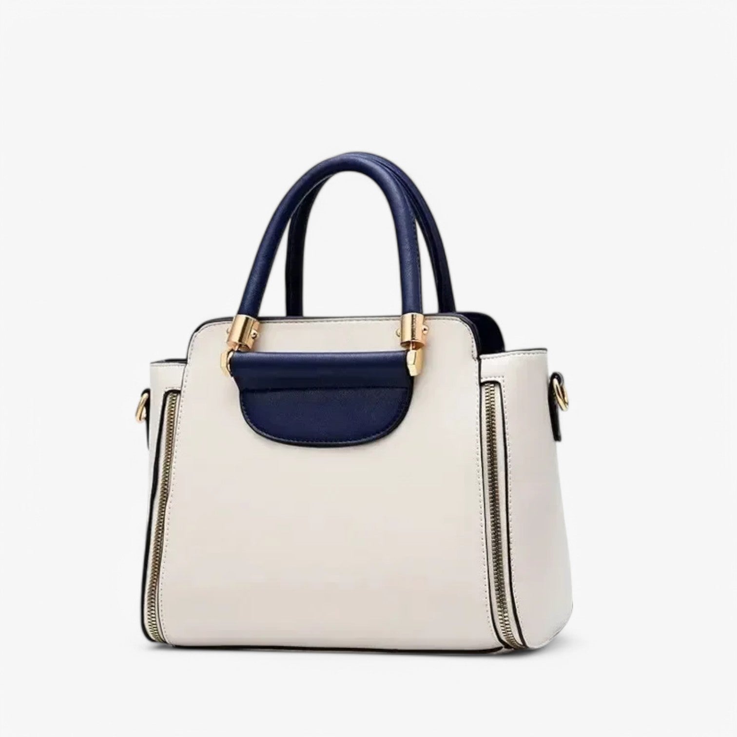 Borsa Donna Grande in Pelle PU Nera/Beige Elegante per Lavoro, Ufficio, Università - - Bags borsa borsa mano chic contrasto handbags lavoro mano professionale women bags - Concept Palermo