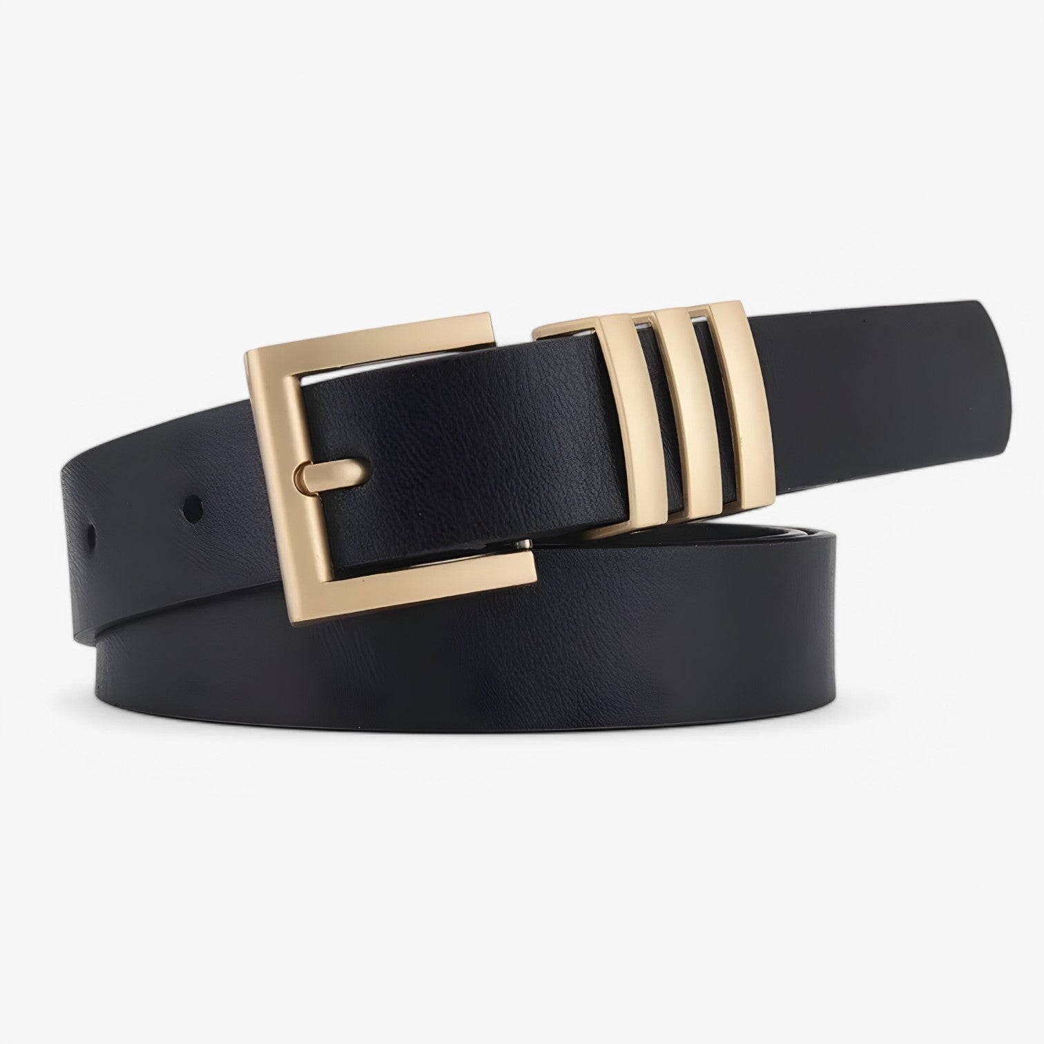 Cintura Donna Elegante Nera con Fibbia Dorata Sottile in Ecopelle - - belt buckle women belts cintura cintura donna donna dorata fibbia stilosa Womens belt - Concept Palermo