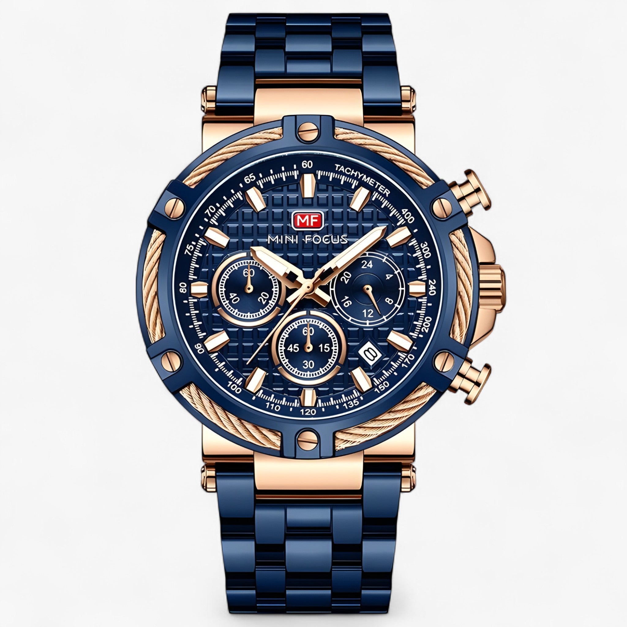 Orologio da Uomo Elegante al Quarzo con Cinturino in Pelle Nera e Cassa in Acciaio Inox - Oro rosa Blu - orologio orologio uomo uomo watches WATCHES FOR MEN - Concept Palermo