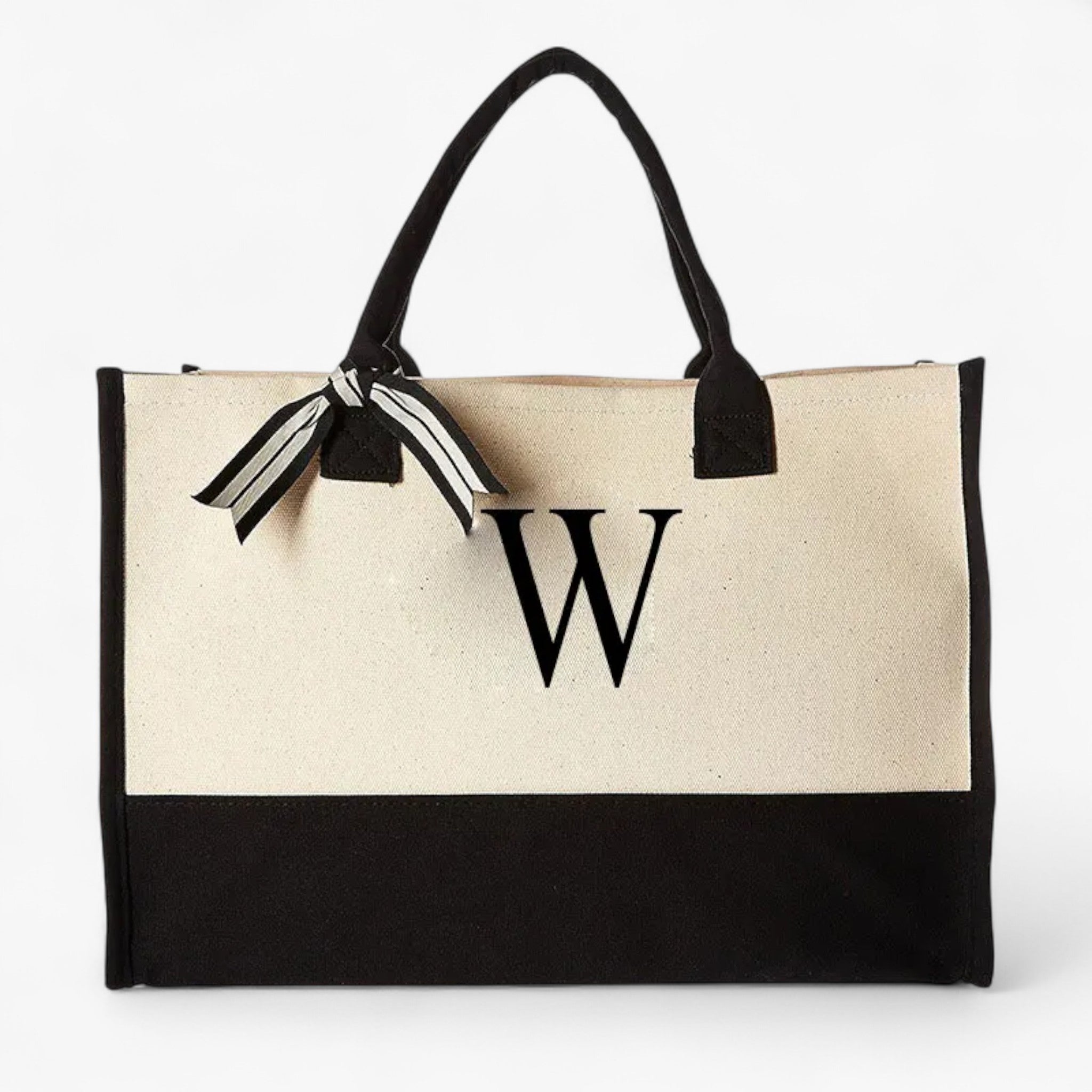 Borsa Tote Donna Grande in Tela Personalizzata con Iniziali - Elegante e Resistente - W - Bags borsa borsa tote donna handbags personalizzata tote tote bags Women's handbags - Concept Palermo