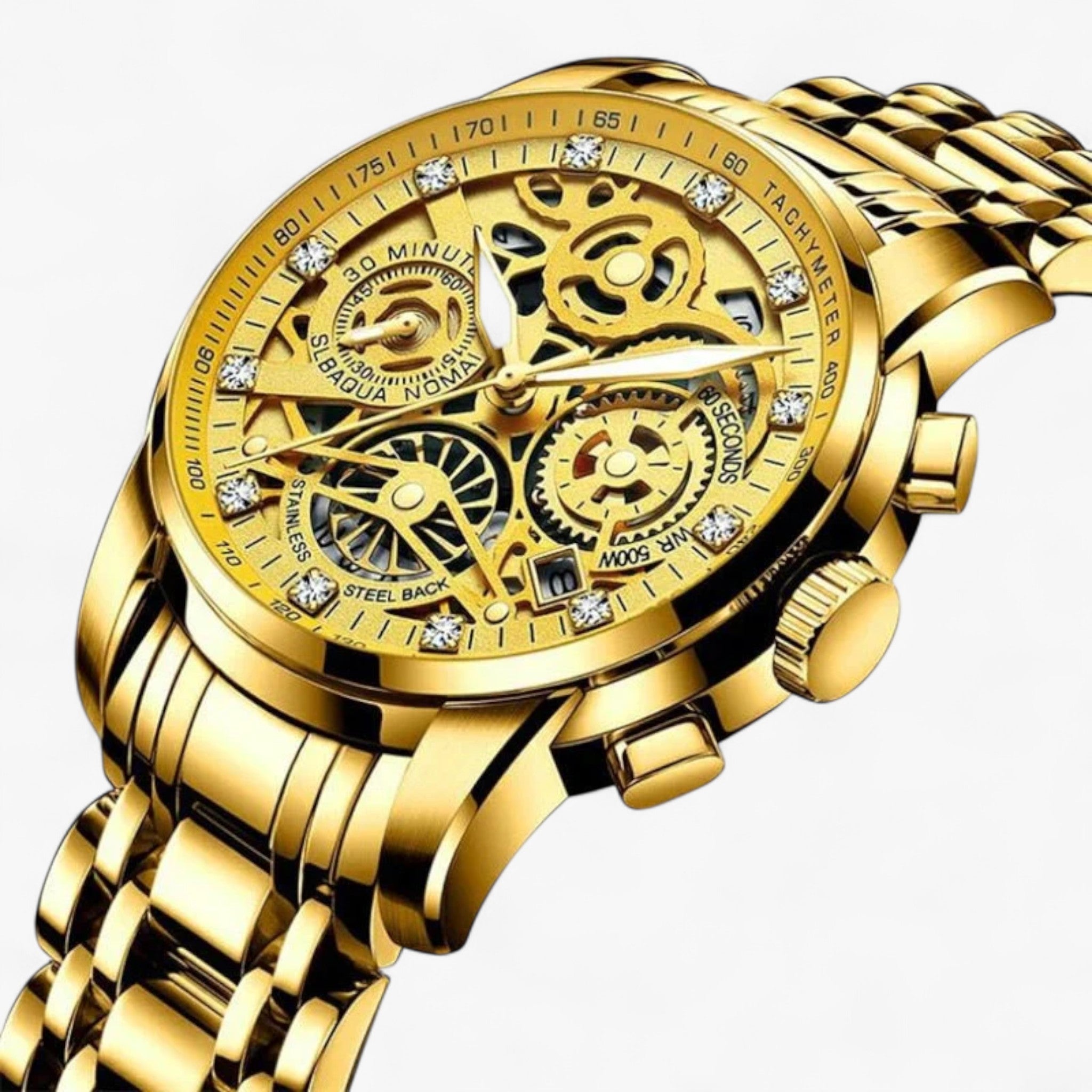 Orologio Uomo Elegante Nero in Vera Pelle, Cassa Acciaio 42mm, Movimento Quarzo - Oro - orologio orologio uomo uomo Watches - Concept Palermo