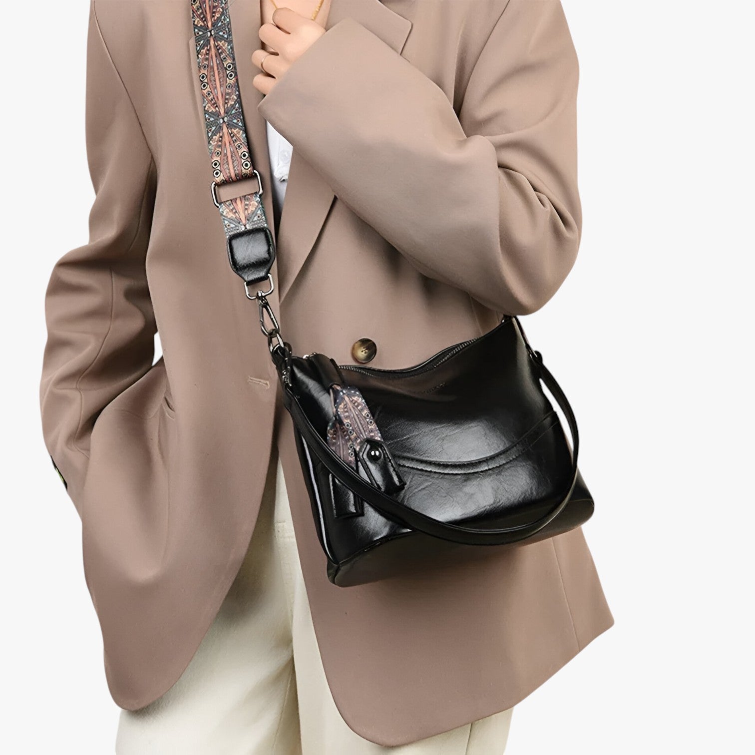 Borsa a Tracolla da Donna di Lusso Firmata in Pelle Nera Elegante - - Bags borsa borsa tracolla donne firmata tracolla women bags Women's handbags - Concept Palermo