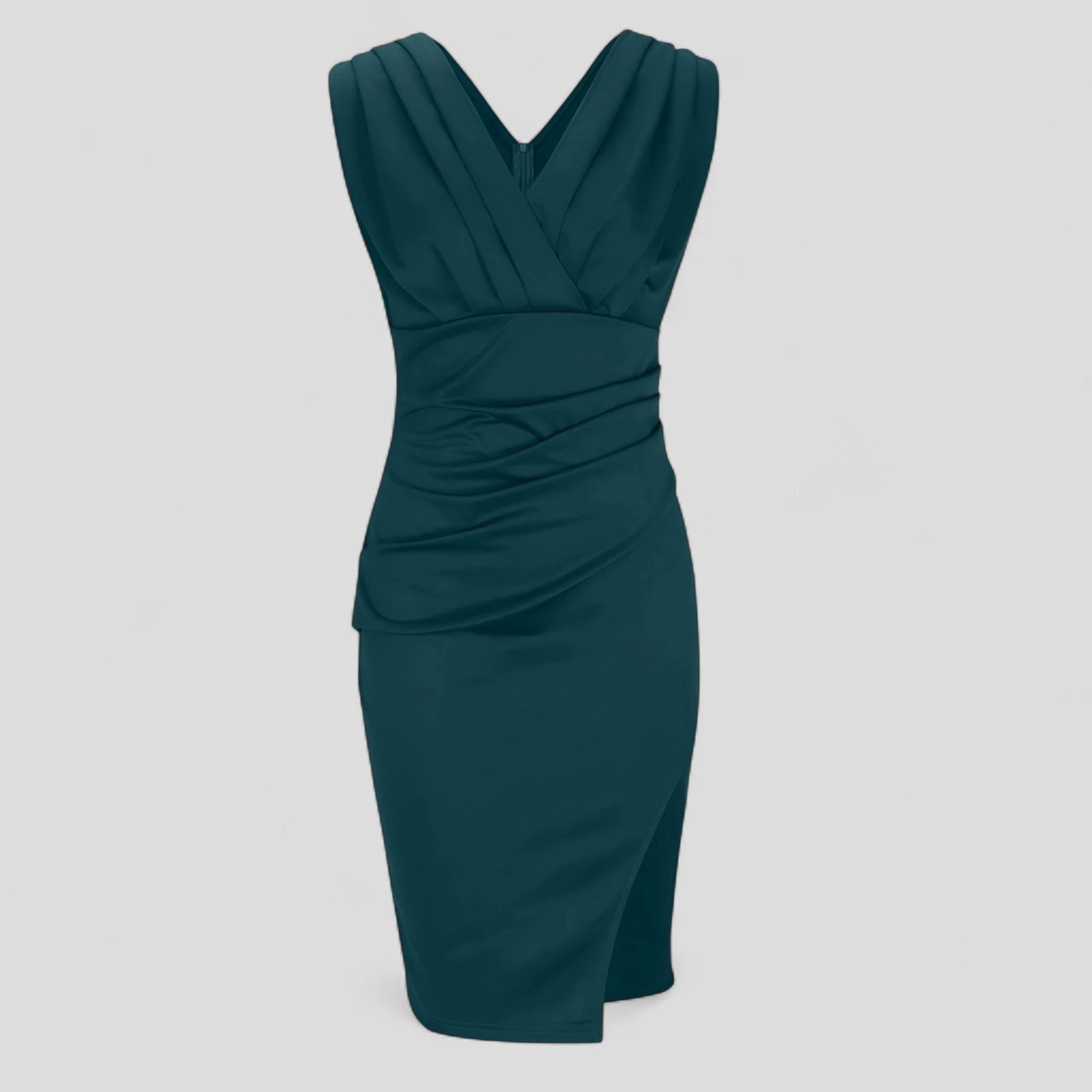 Abito da Cerimonia Donna Elegante con Scollo a V, Vestito Lungo da Sera Formale - Verde - abbigliamento chic abiti da gala abito abito affusolato abito elegante abito in tessuto morbido abito per occasioni speciali cerimonia donna dresses hals moda donna elegante vestito con V-hals vestito sensualità ed eleganza vestito versatile - Concept Palermo