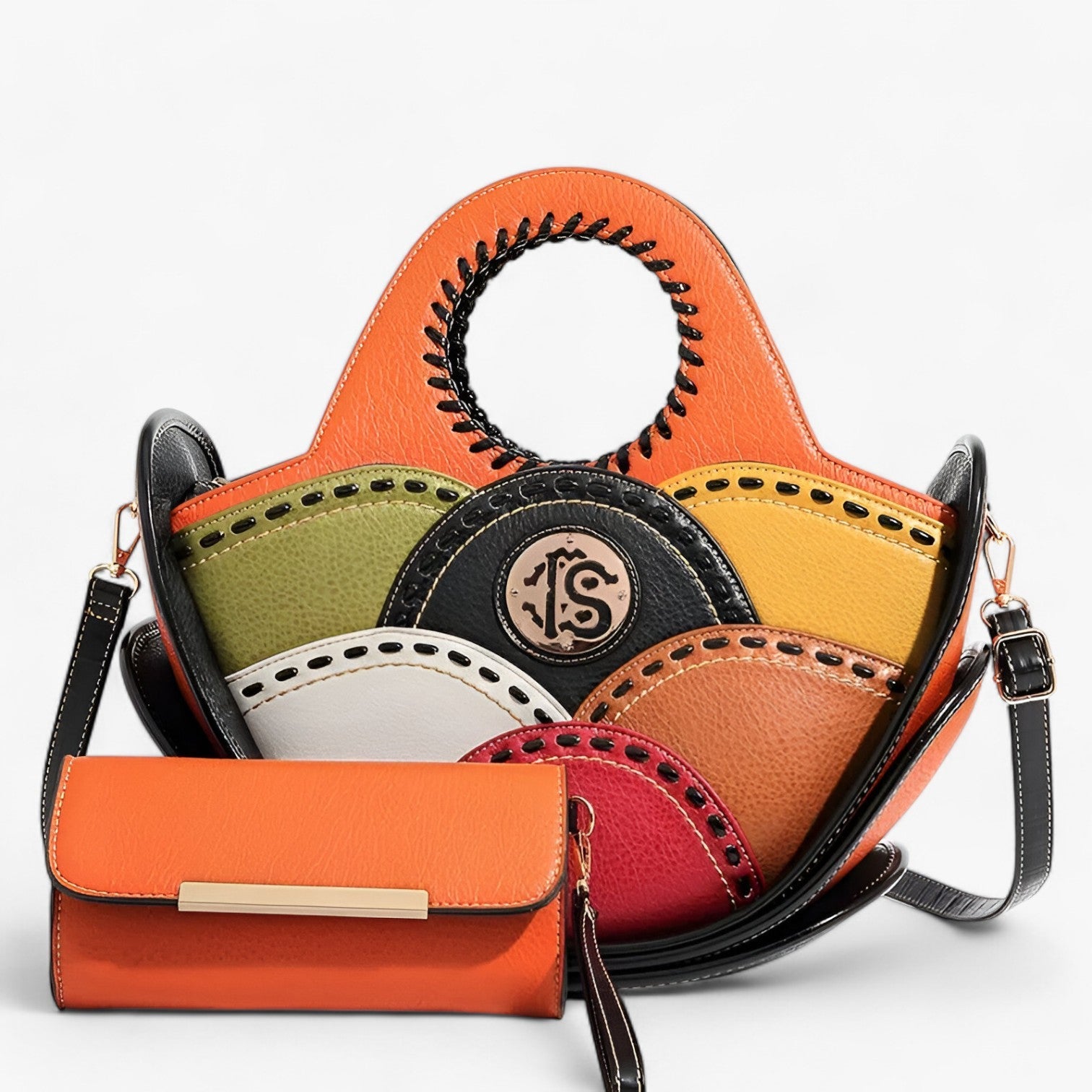 Grande Borsa a Spalla in Pelle con Ampi Scomparti - Arancione - ampi bags borsa borsa spalla pelle scomparti Shoulder Bags spalla Women's shoulder bag - Concept Palermo