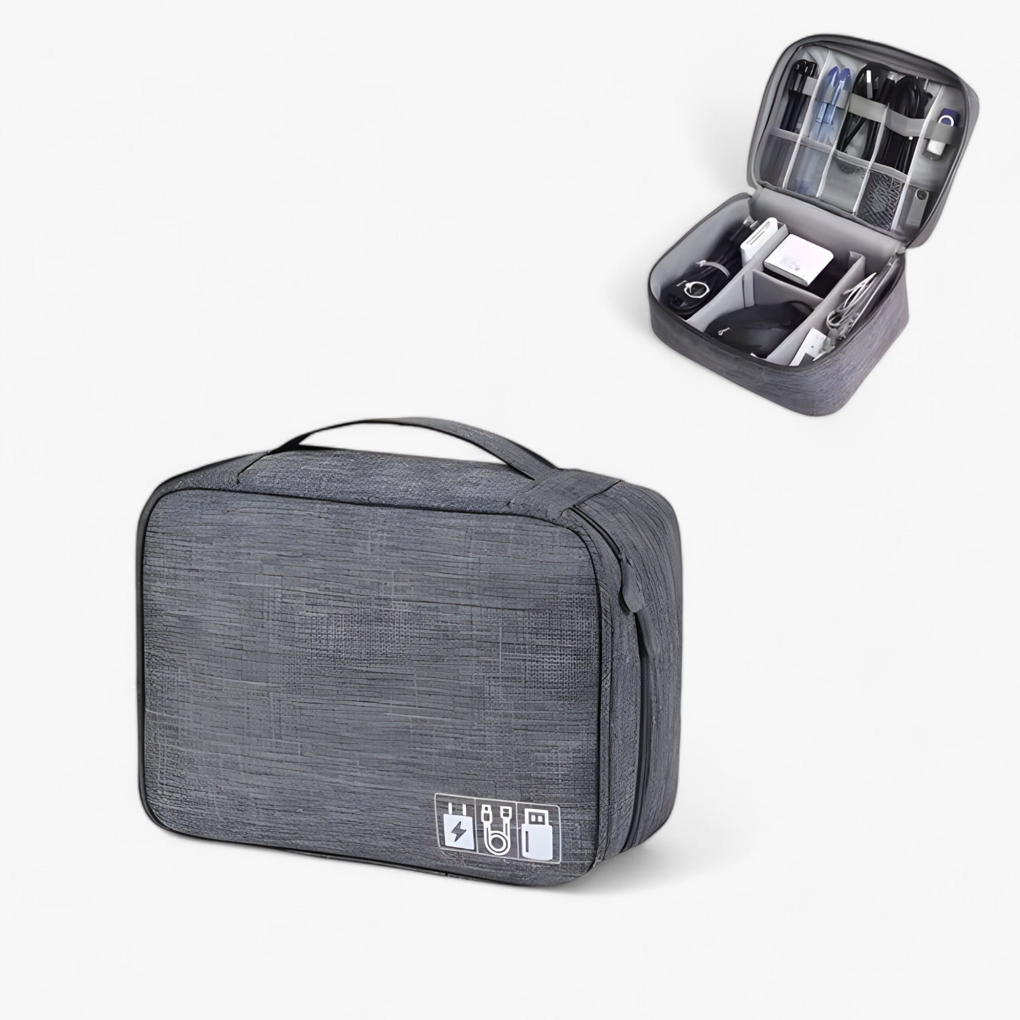 Borsa per l'archiviazione digitale - Protezione per cavi, caricabatterie e gadget - Borsa grigia A - accessoires archiviazione bags borsa borsa archiviazione caricabatterie cavi digitale gadget tassen - Concept Palermo