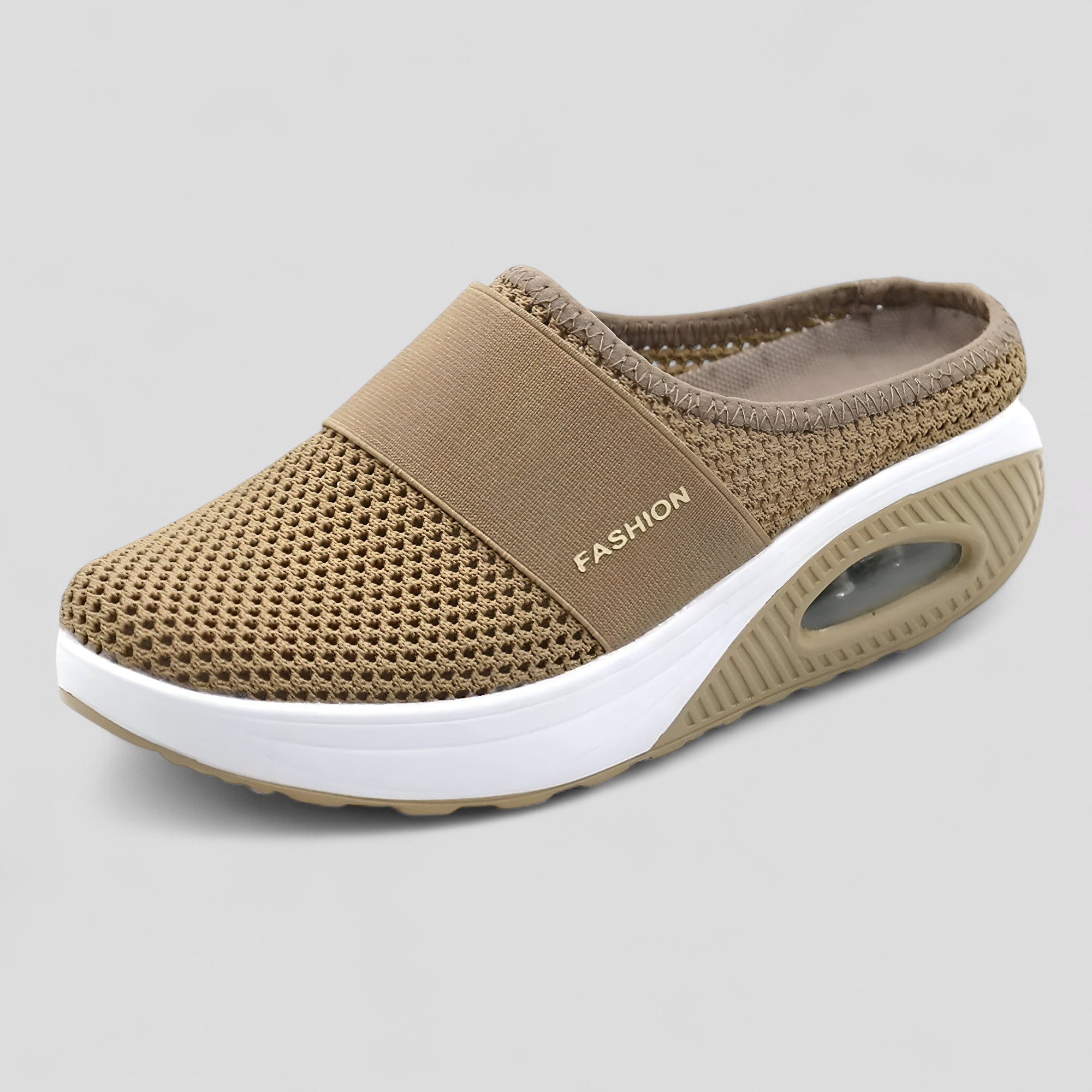 Parrucca Uomo Slip-On Traspirante in Mesh con Piattaforma e Suola Ammortizzata ad Aria - Khaki - aria imbottita mesh parrucca parrucca slip piattaforma shoes slip - Concept Palermo