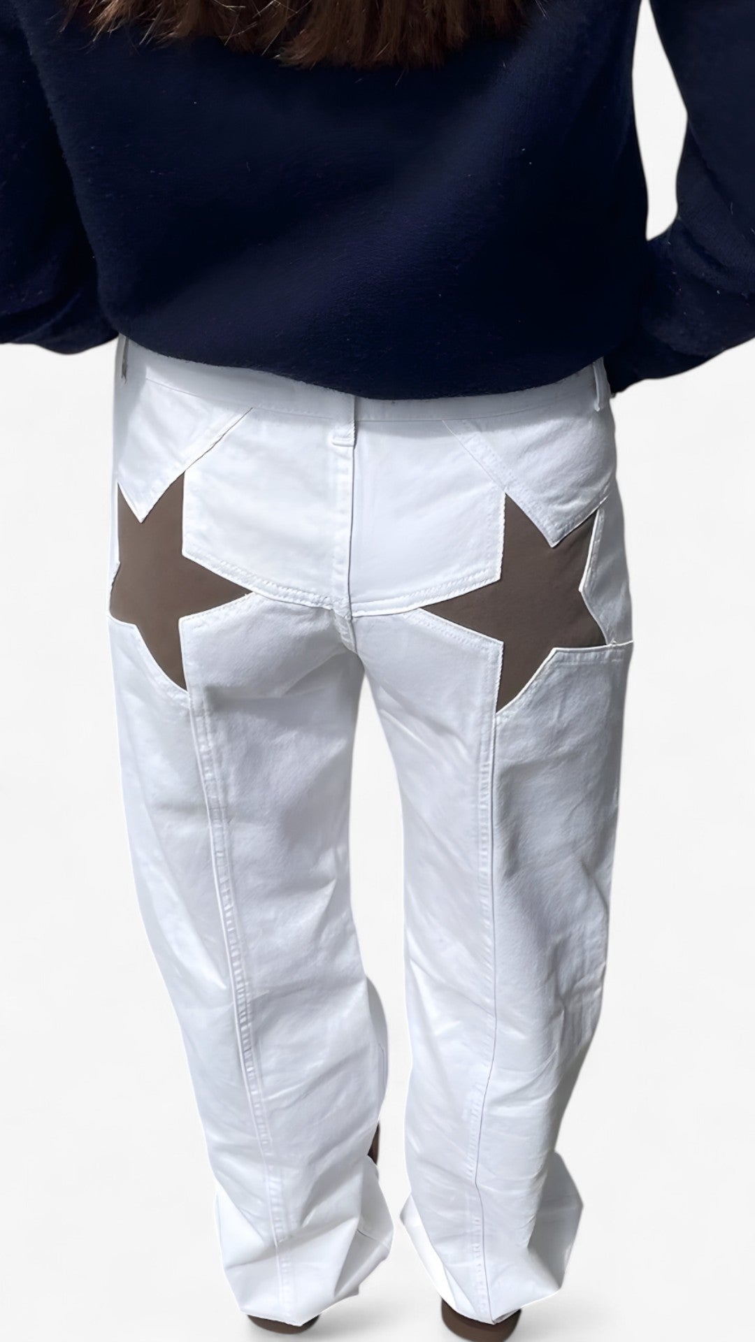 Jeans Donna Slim Fit Vita Bassa Blu con Stampa Stelle Casual - Bianco - bassa donna jeans jeans vita pants pants for women stampa stelle vita - Concept Palermo