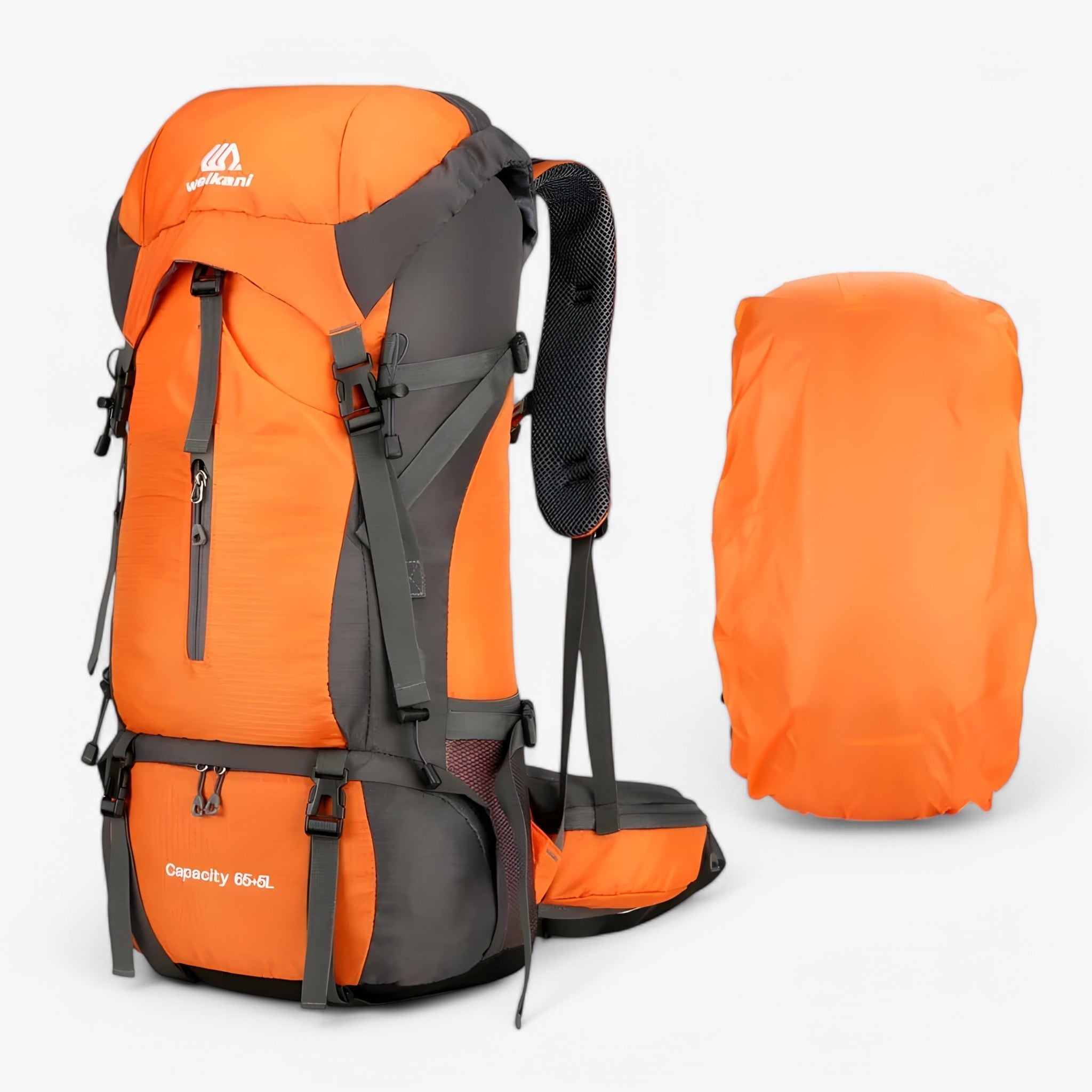 Zaino da campeggio in nylon da 70L con copertura antipioggia Uomo - 70L Arancione - 70L backpack antipioggia bags campeggio copertura hiking backpacks nylon travel backpacks uomo zaino zaino campeggio - Concept Palermo