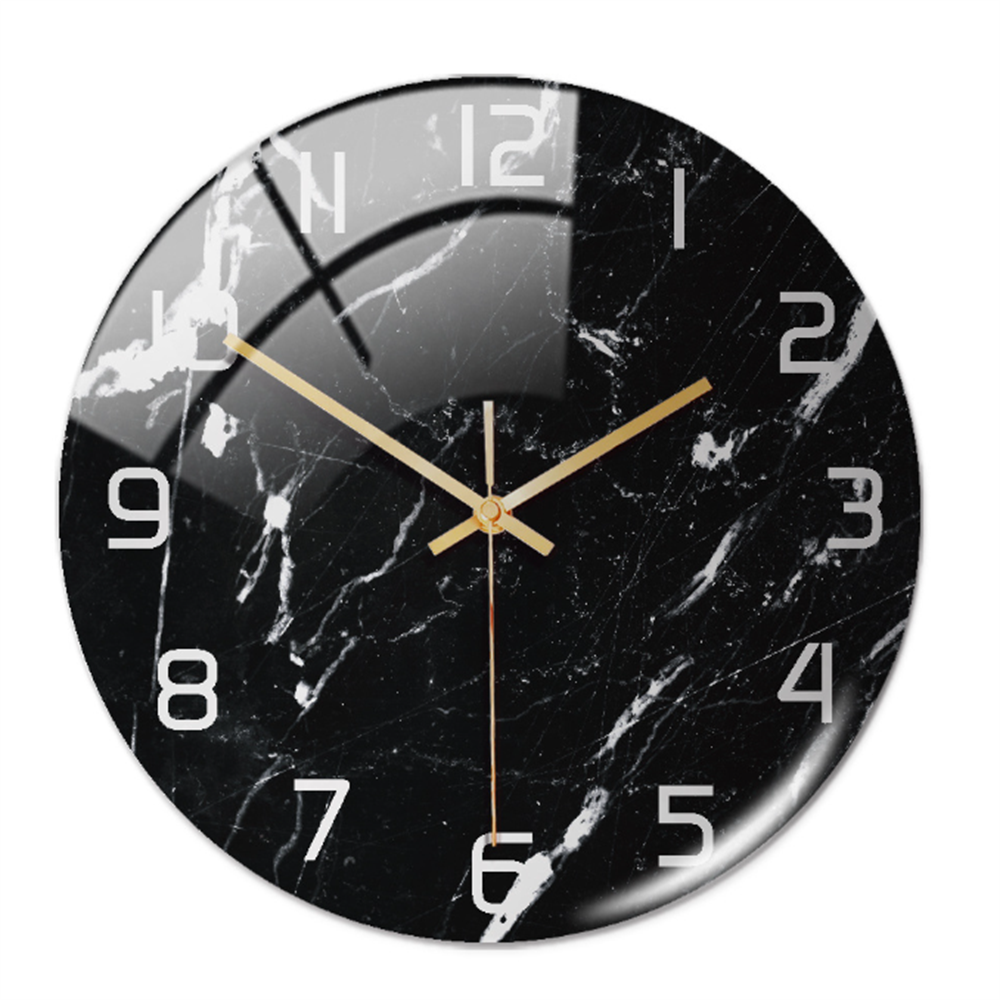 Orologio da Parete Silenzioso Ø30cm, Effetto Marmo Bianco Lusso Moderno per Soggiorno/Ufficio - Nero Bianco - clocks marmo orologio orologio marmo tempo wall clocks - Concept Palermo