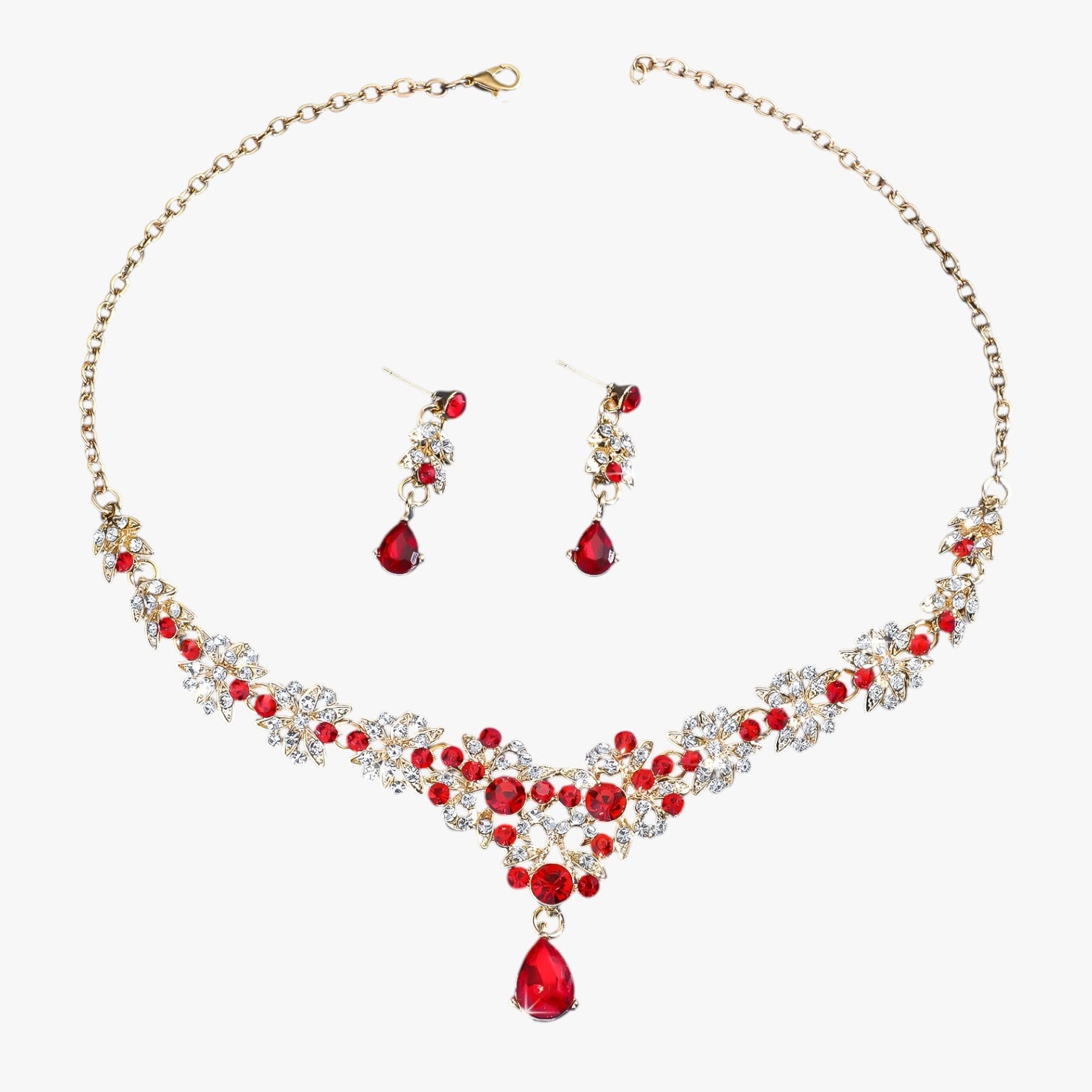 Set di gioielli in cristallo rosso per matrimoni e feste Donna - - cristallo donna elegant womens necklaces feste gioielli gioielli cristallo jewelry matrimoni necklace NECKLACES Necklaces for Women - Concept Palermo