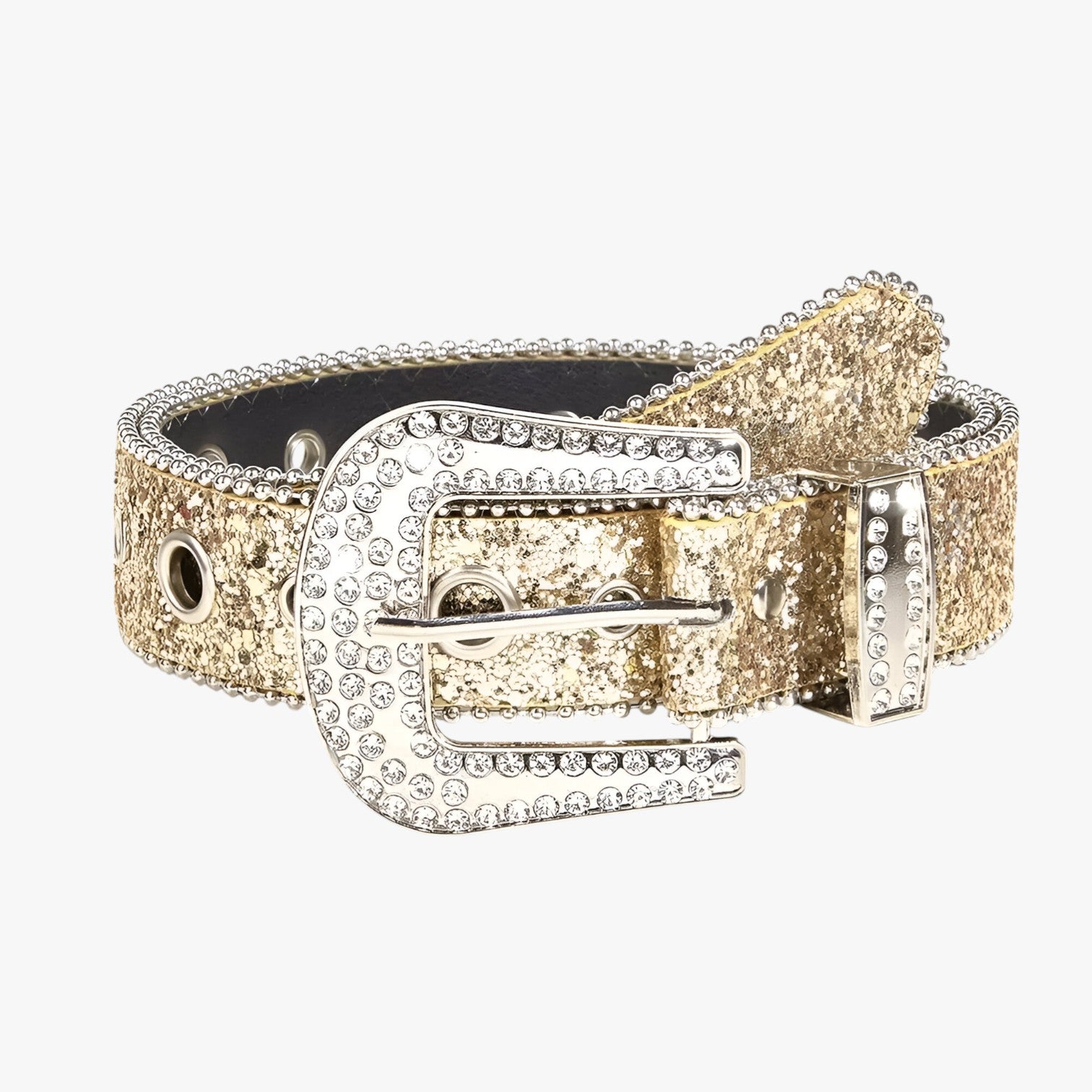 Cintura in pelle luccicante alla moda con borchie Donna - Oro - alla belt buckle women belts borchie cintura cintura pelle donna luccicante moda pelle waist belt for women Womens belt - Concept Palermo