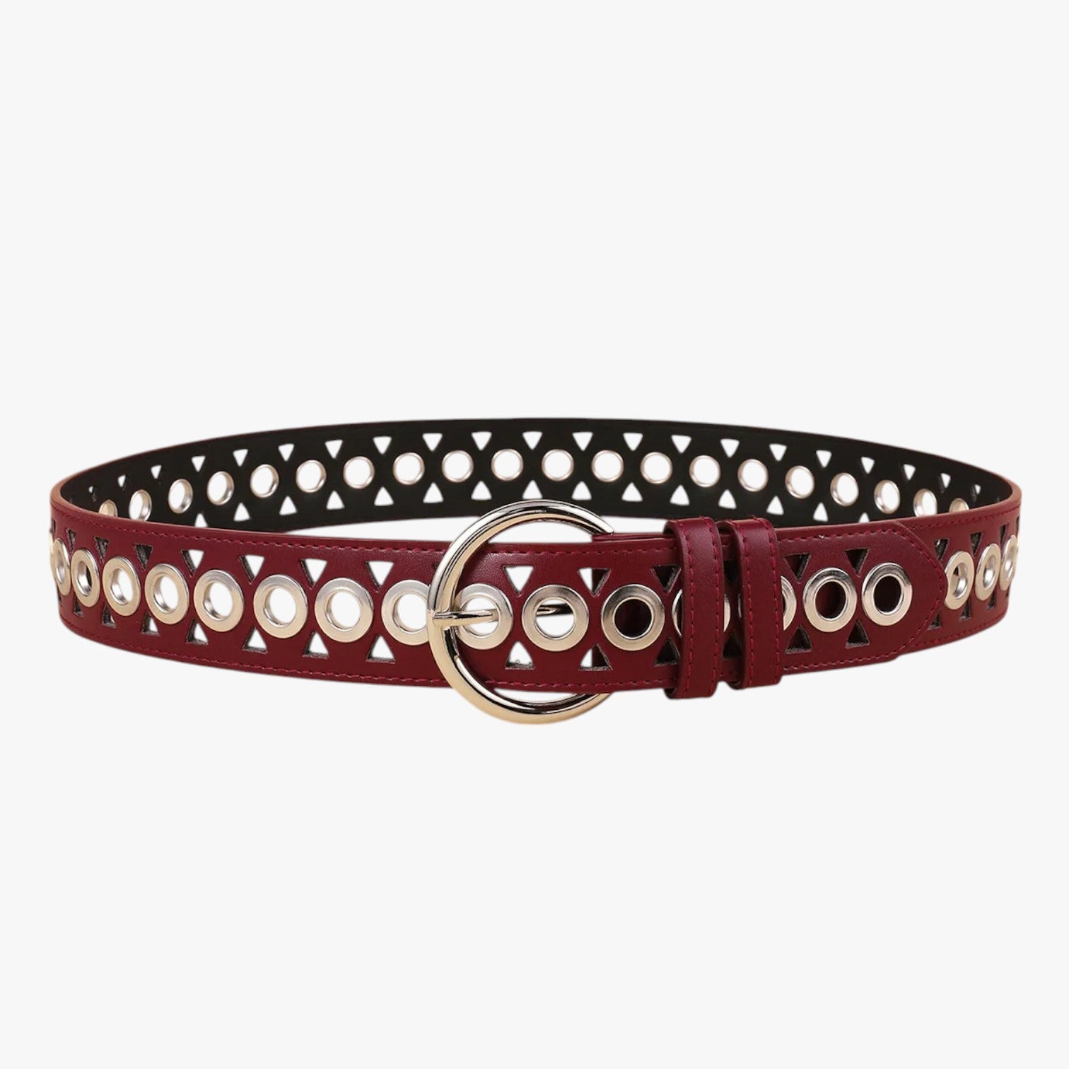 Fascia vita punk in pelle Y2K con fibbia a spillo - rosso 110cm - Belts fascia fascia vita fibbia pelle punk spillo vita waist belt for women Womens belt - Concept Palermo