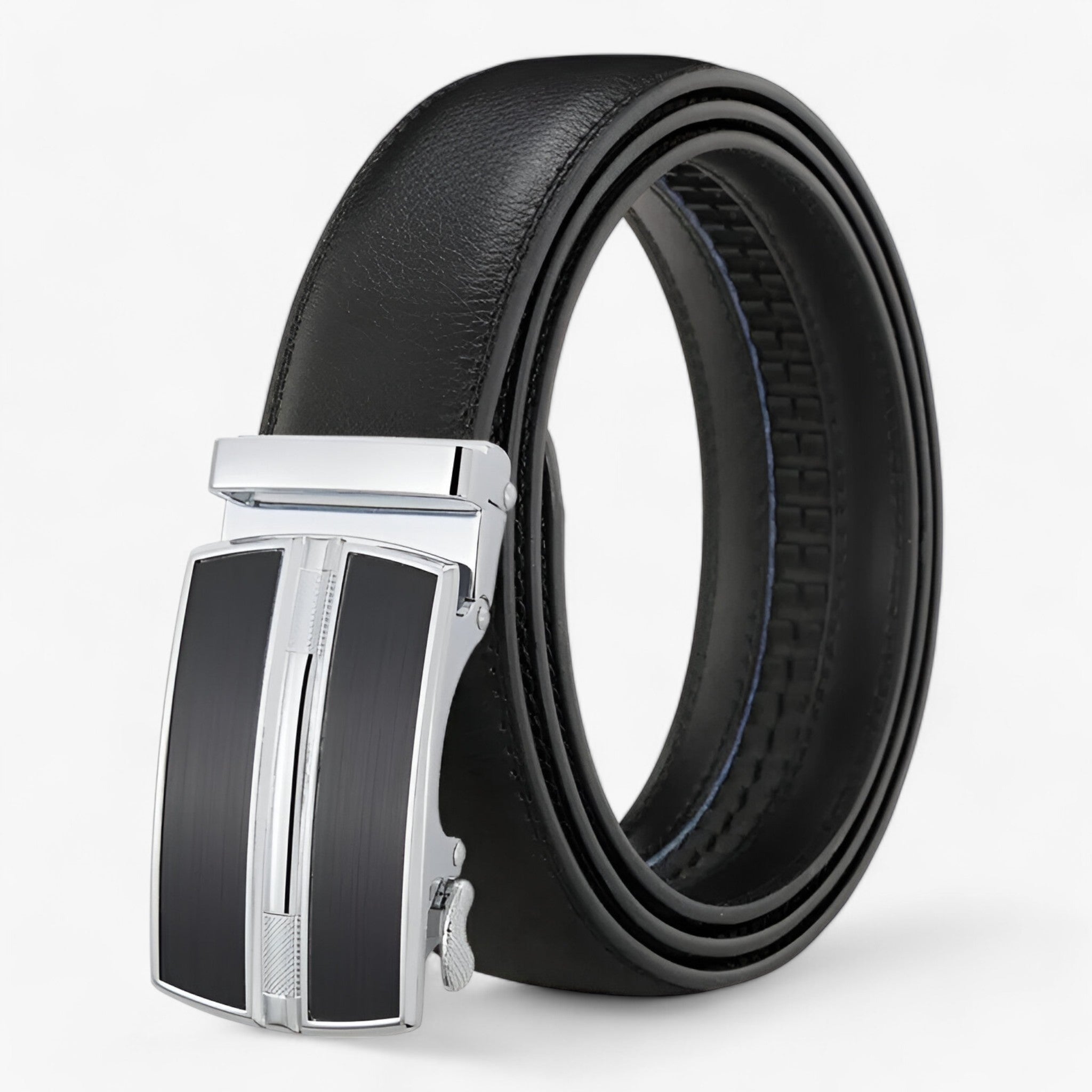 Cintura Uomo in Vera Pelle Nera - Design Contemporaneo ed Elegante - Nero - cintura cintura pelle contemporanea men's belt pelle uomo - Concept Palermo