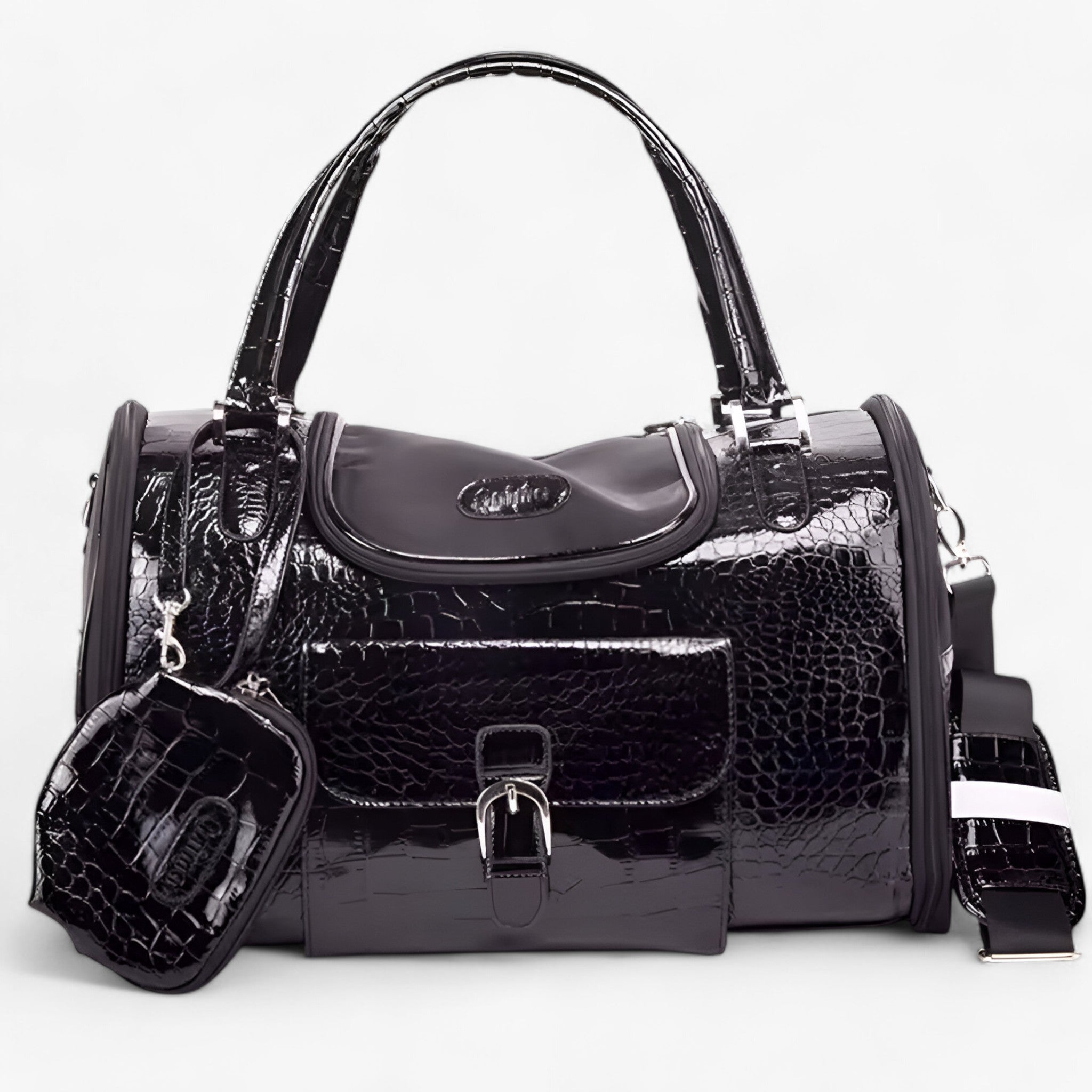 Borsa Trasportino Cane in Pelle PU e Lino, Elegante e Resistente, per Piccoli Cani - OUT30010-1 S - borsa borsa cani cani lino pelle pets & supplies - Concept Palermo