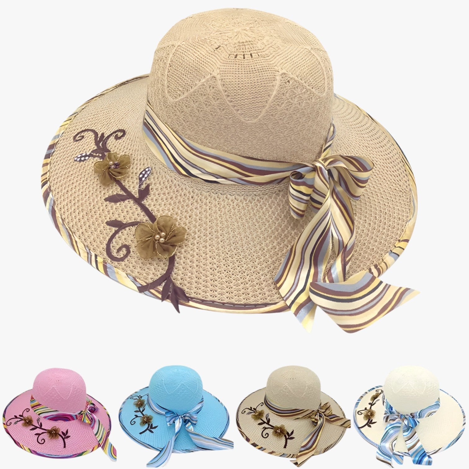 Cappello estivo con grande fascia -, pieghevole e protettivo dai raggi UV Donna - - cappello cappello estivo donna estivo fascia hat Hat for girls pieghevole protettivo raggi summer hat Sun Hats women hat - Concept Palermo