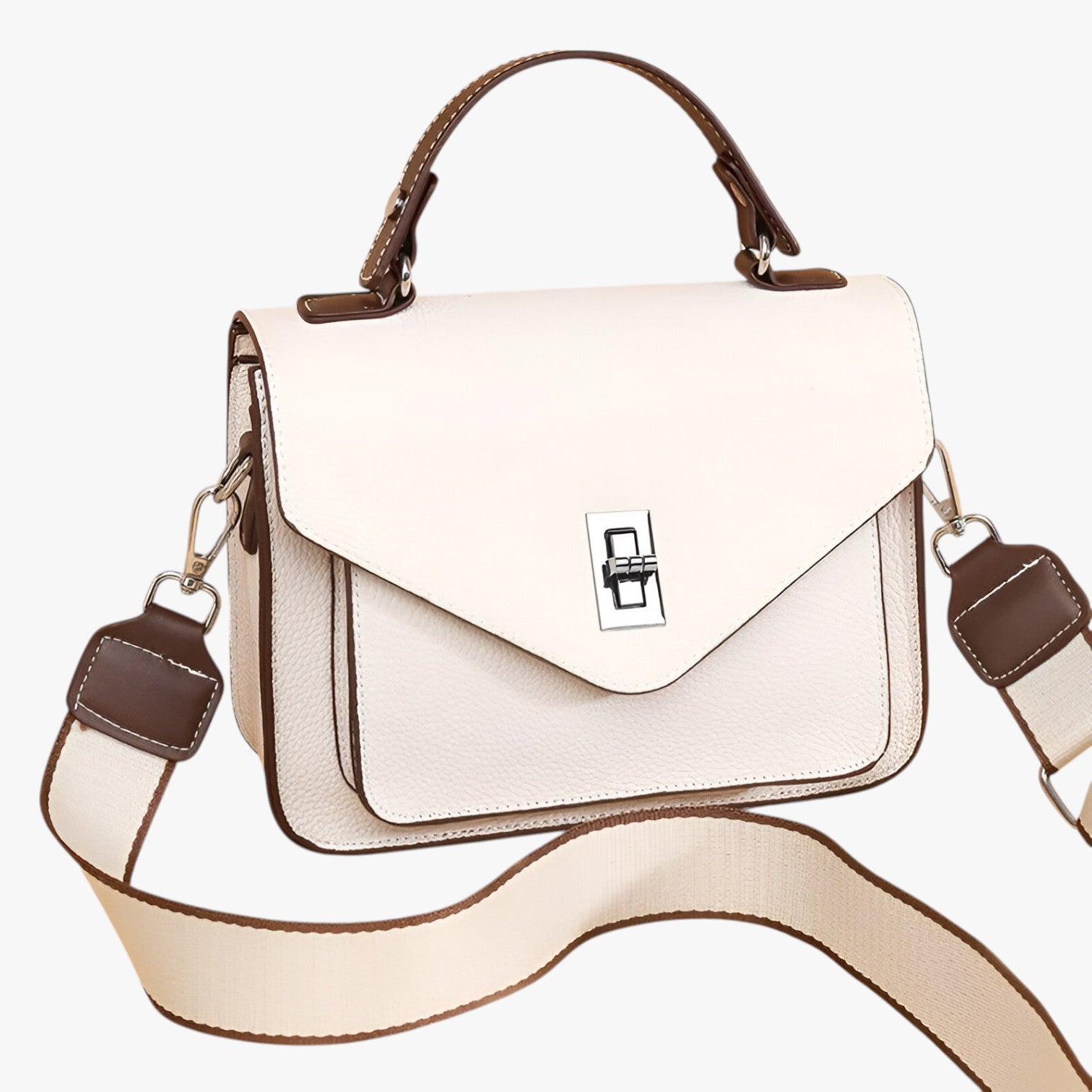 Borsa a Spalla Grande Nera da Donna in Vera Pelle, Elegante e Capiente - beige - bag Bags borsa borsa vera handbags pelle vera women bags Women's handbags - Concept Palermo