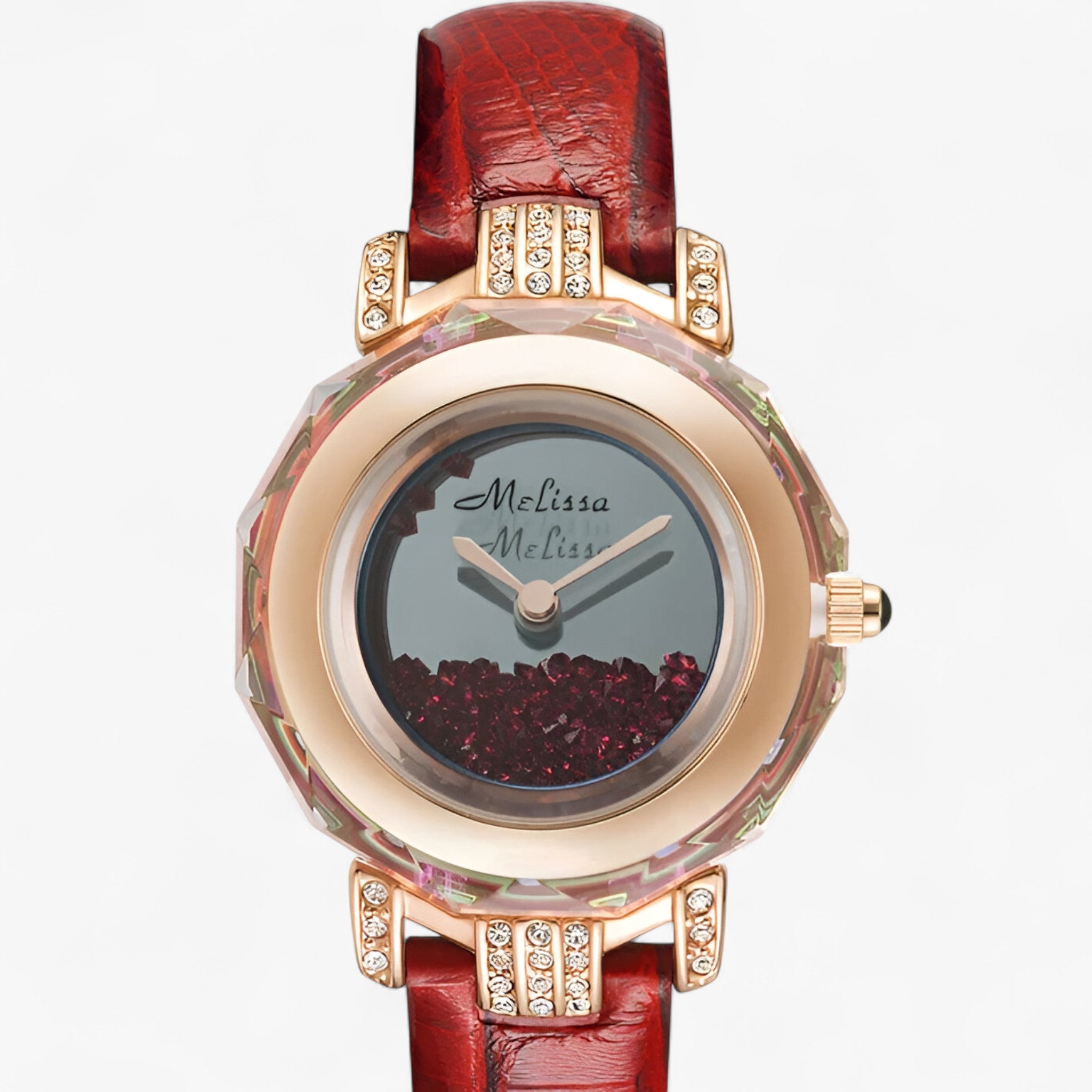 Orologio da donna con cristalli austriaci e movimento al quarzo giapponese Pelle - Rossa - austriaci cristalli donna female watch giapponese movimento orologio orologio donna pelle watch for women - Concept Palermo