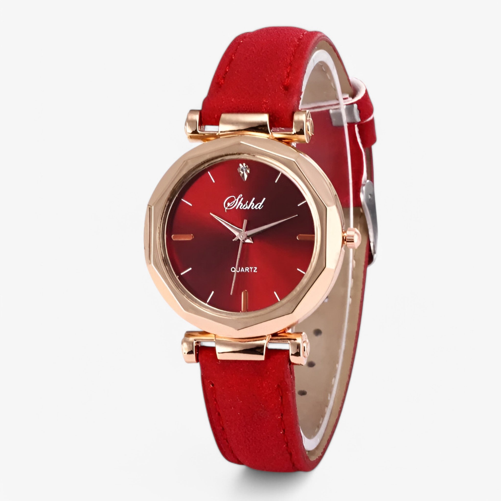 Orologio da donna in pelle con cristalli e movimento al quarzo - Rossa - female watch watch for women - Concept Palermo