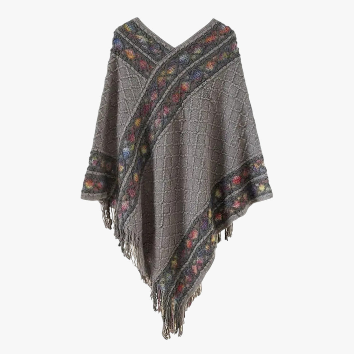 Poncho a righe con nappe - Calore e stile ovunque Cotone - - calore cotone Cotton nappe overig ovunque poncho poncho righe righe Solid stile Unisex - Concept Palermo