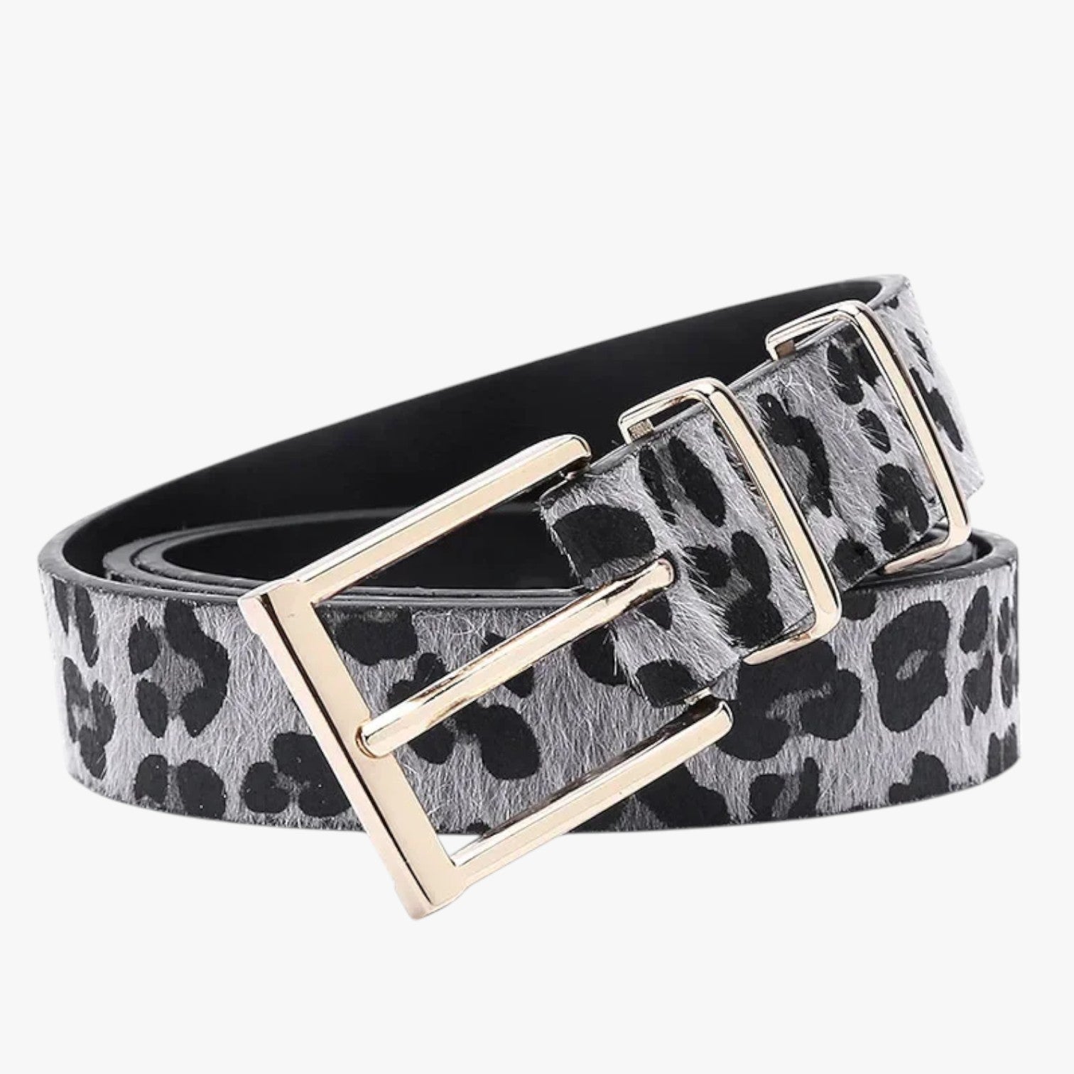 Cintura Donna in Vera Pelle Leopardata con Fibbia Elegante - Grigio - Belts cintura cintura pelle fibbia leopardata pelle waist belt for women Womens belt - Concept Palermo